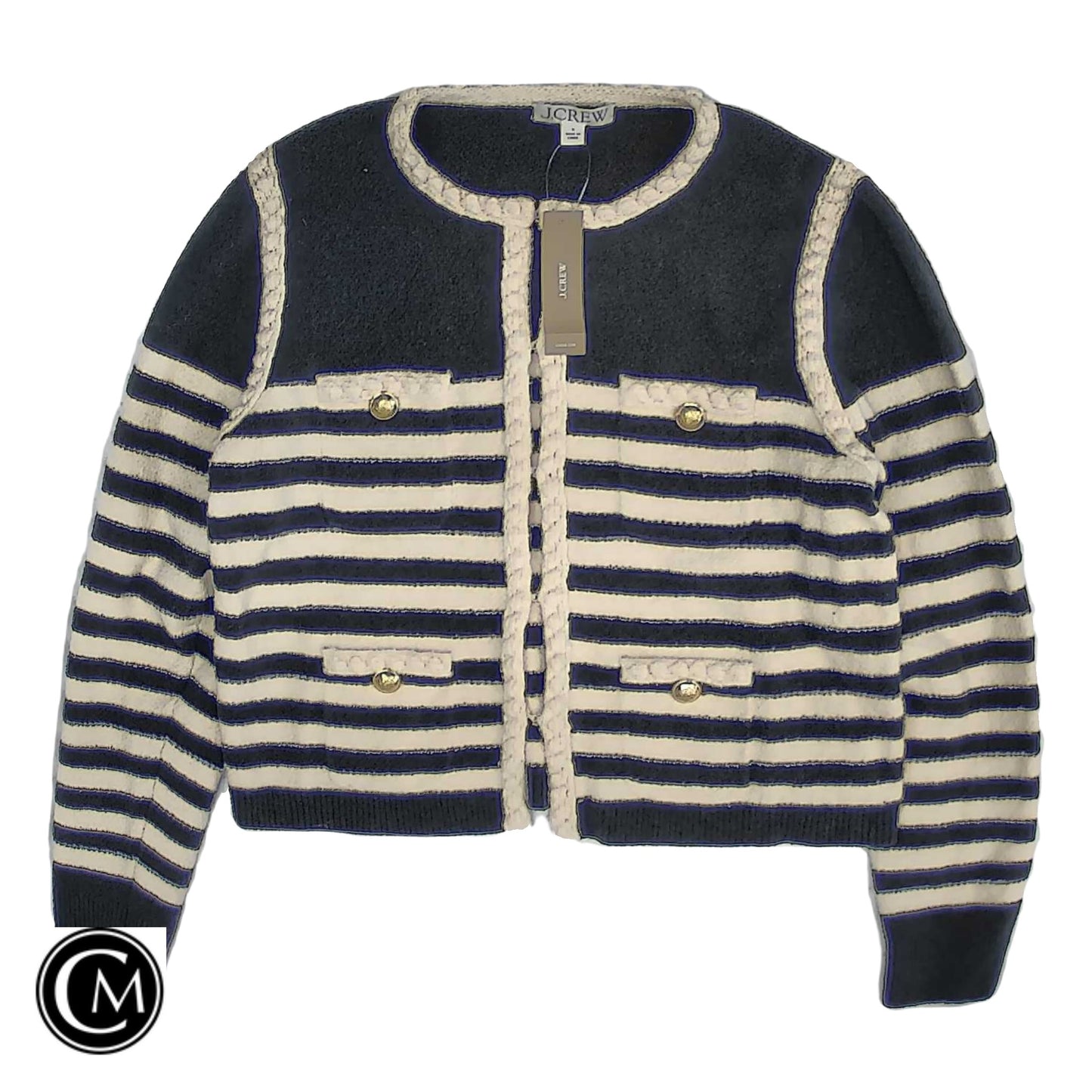 Cardigan By J. Crew In Black & Cream, Size: S image 1