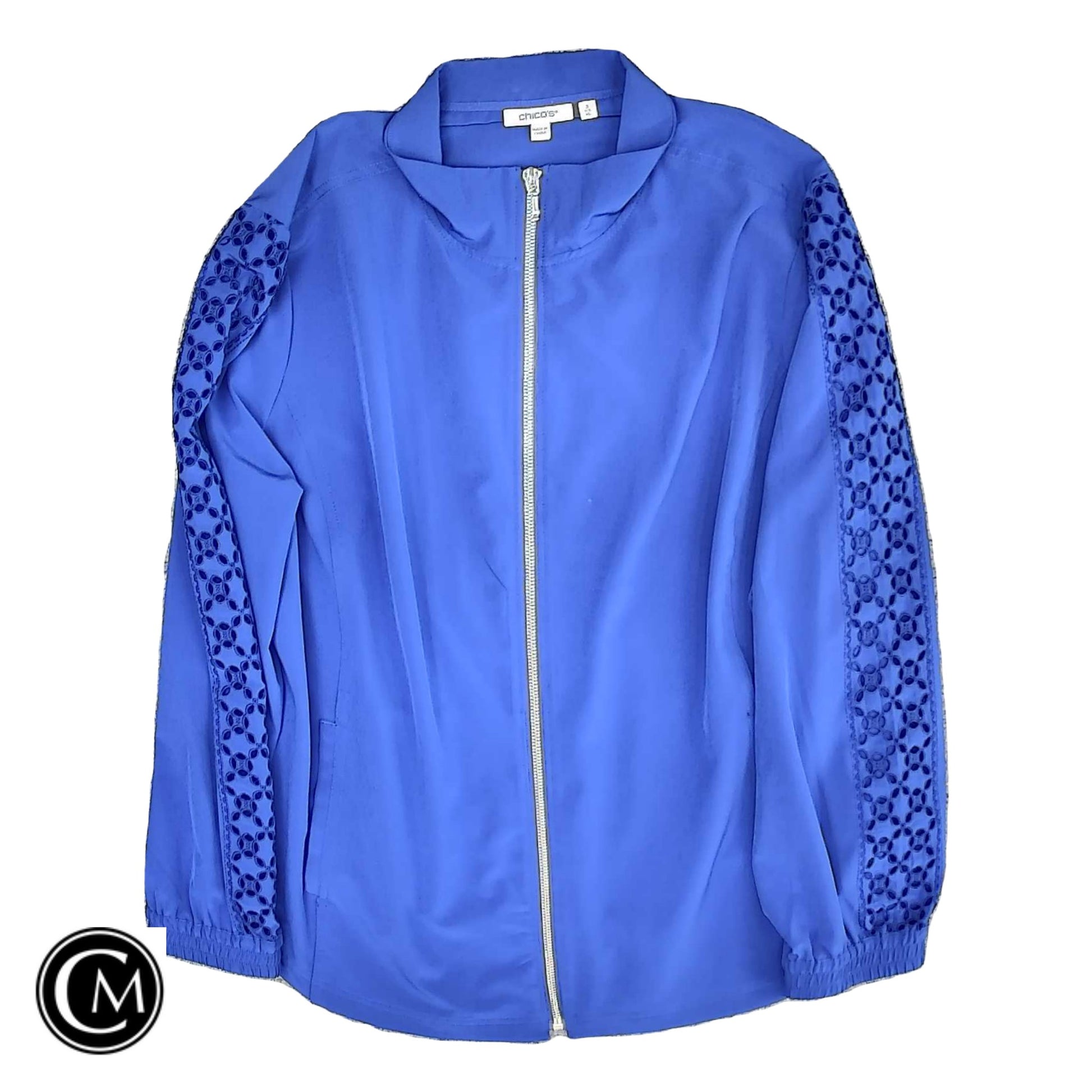 Athletic Jacket By Chicos In Blue, Size: Xl image 1