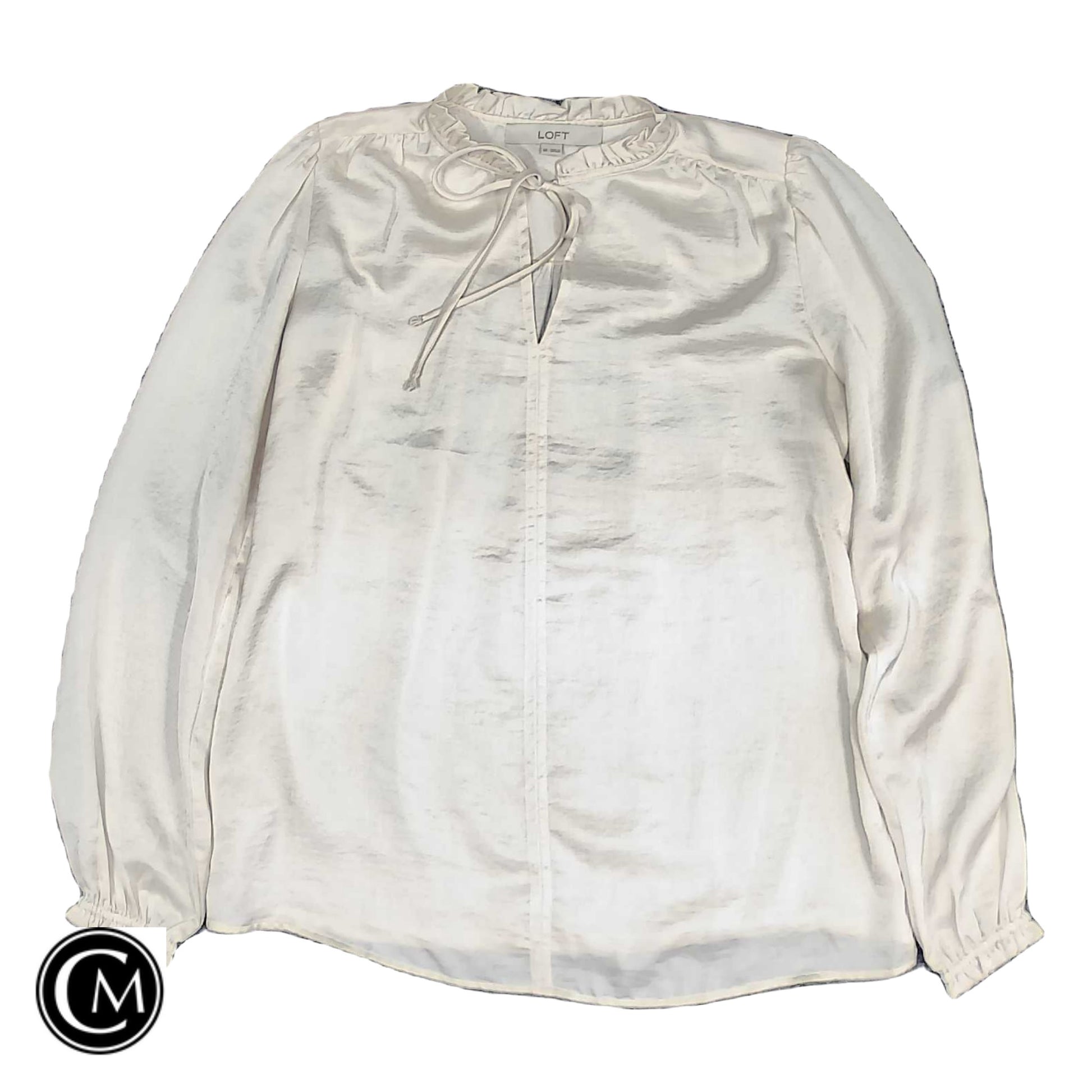 Blouse Ls By Loft In Cream, Size: Xs image 1