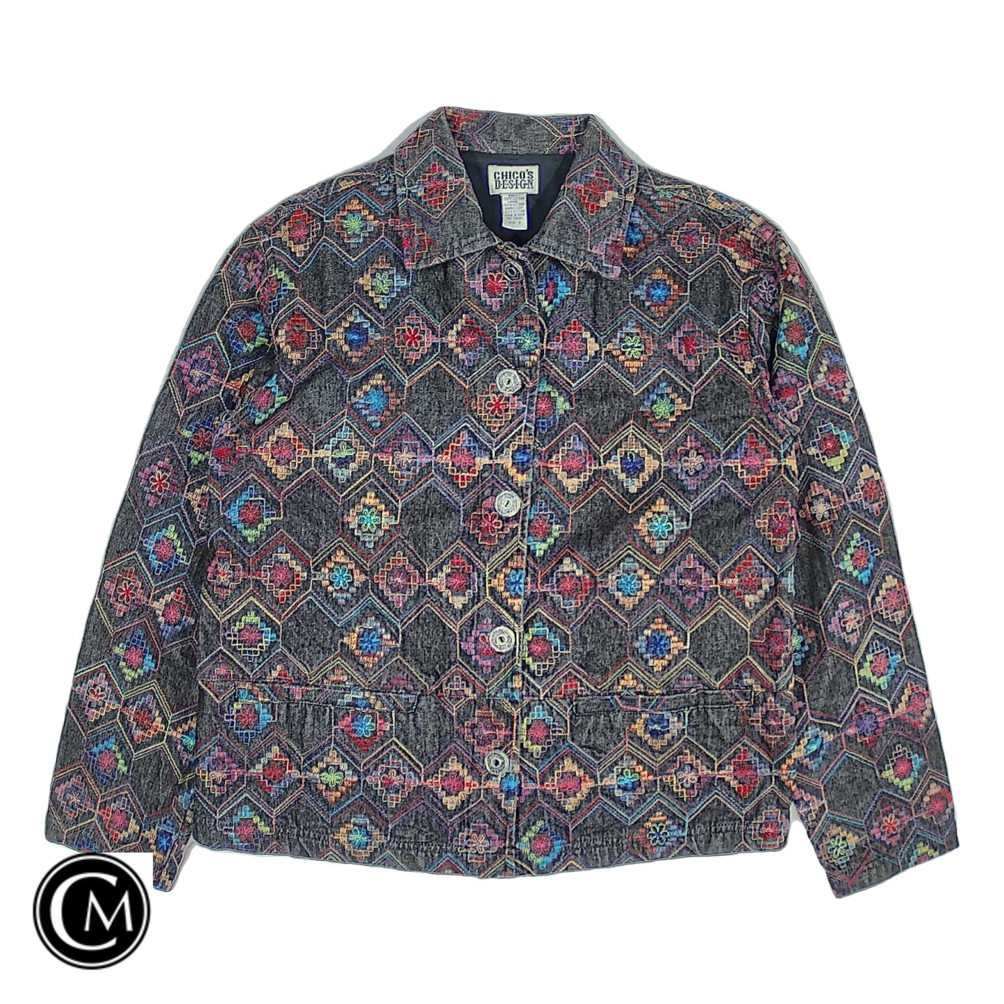 Jacket Denim By Chicos In Multi, Size: S image 1