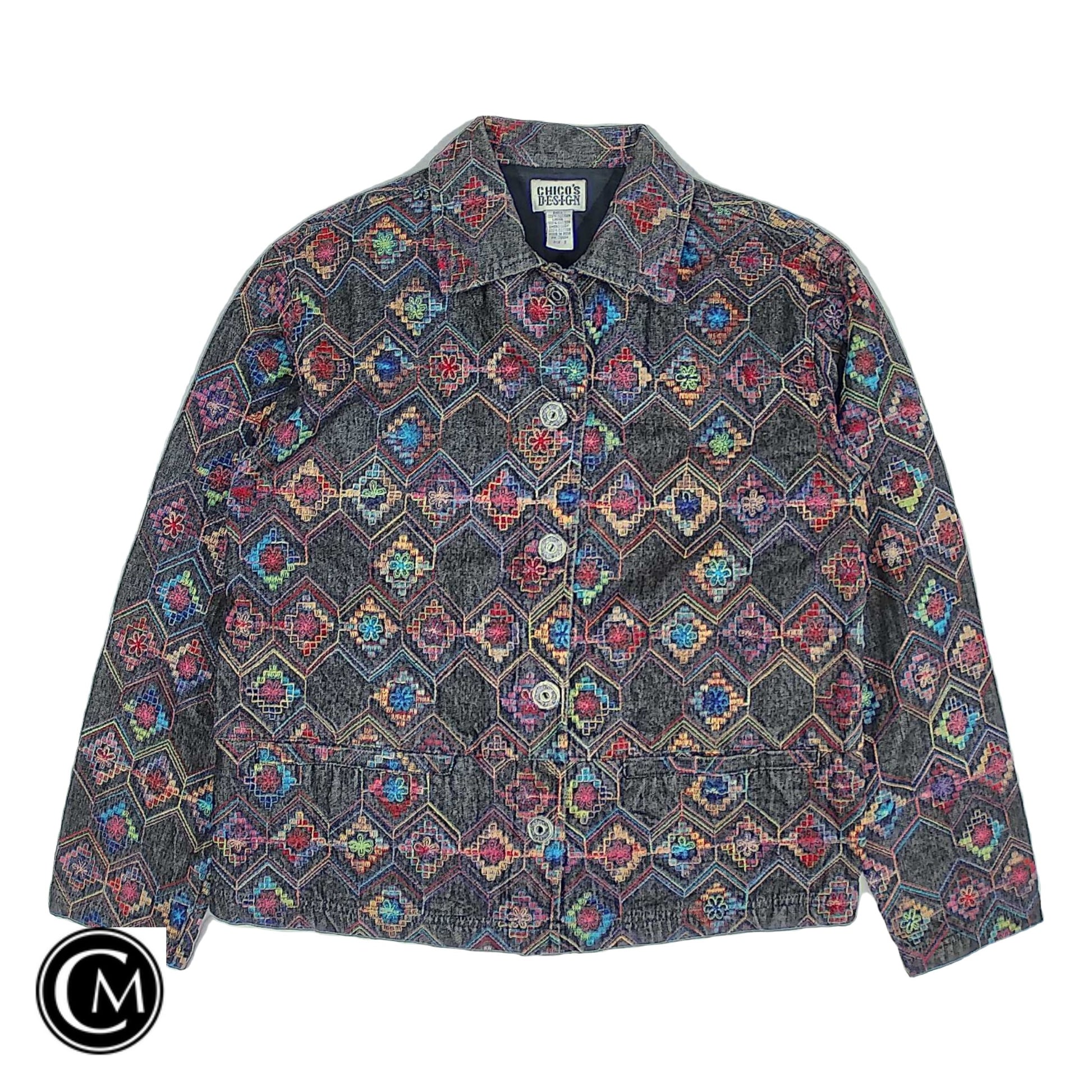 Jacket Denim By Chicos In Multi, Size: S image 1