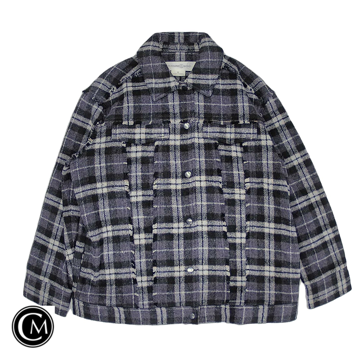 Jacket Shirt By Treasure And Bond In Plaid Pattern, Size: M image 1