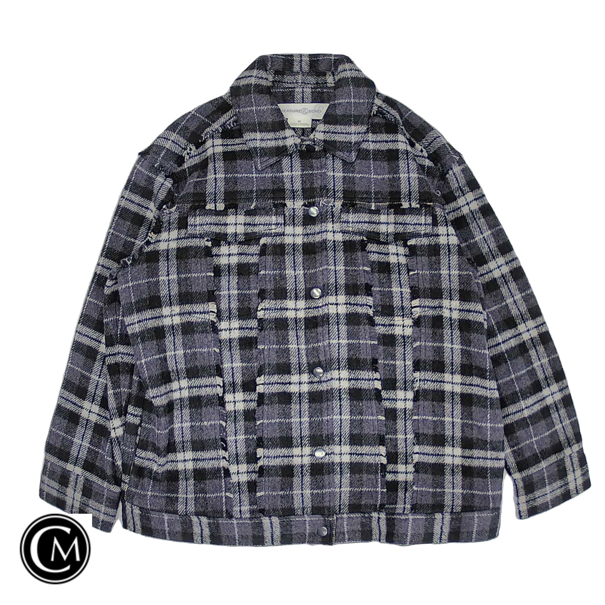 Jacket Shirt By Treasure And Bond In Plaid Pattern, Size: M image 1