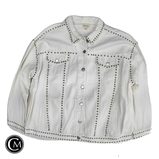 Jacket Denim By Pol In White Denim, Size: L image 1