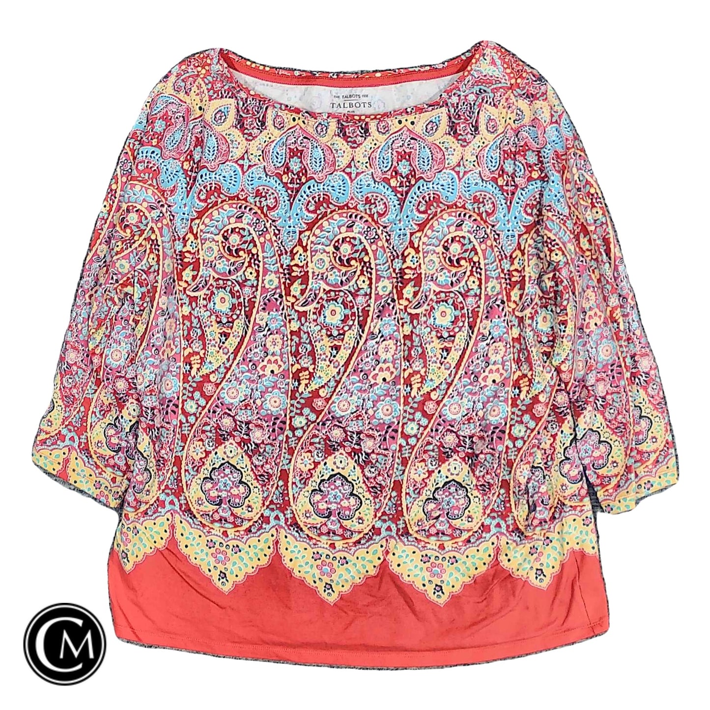 Top 3/4 Sleeve Basic By Talbots In Multi, Size: Xl image 1