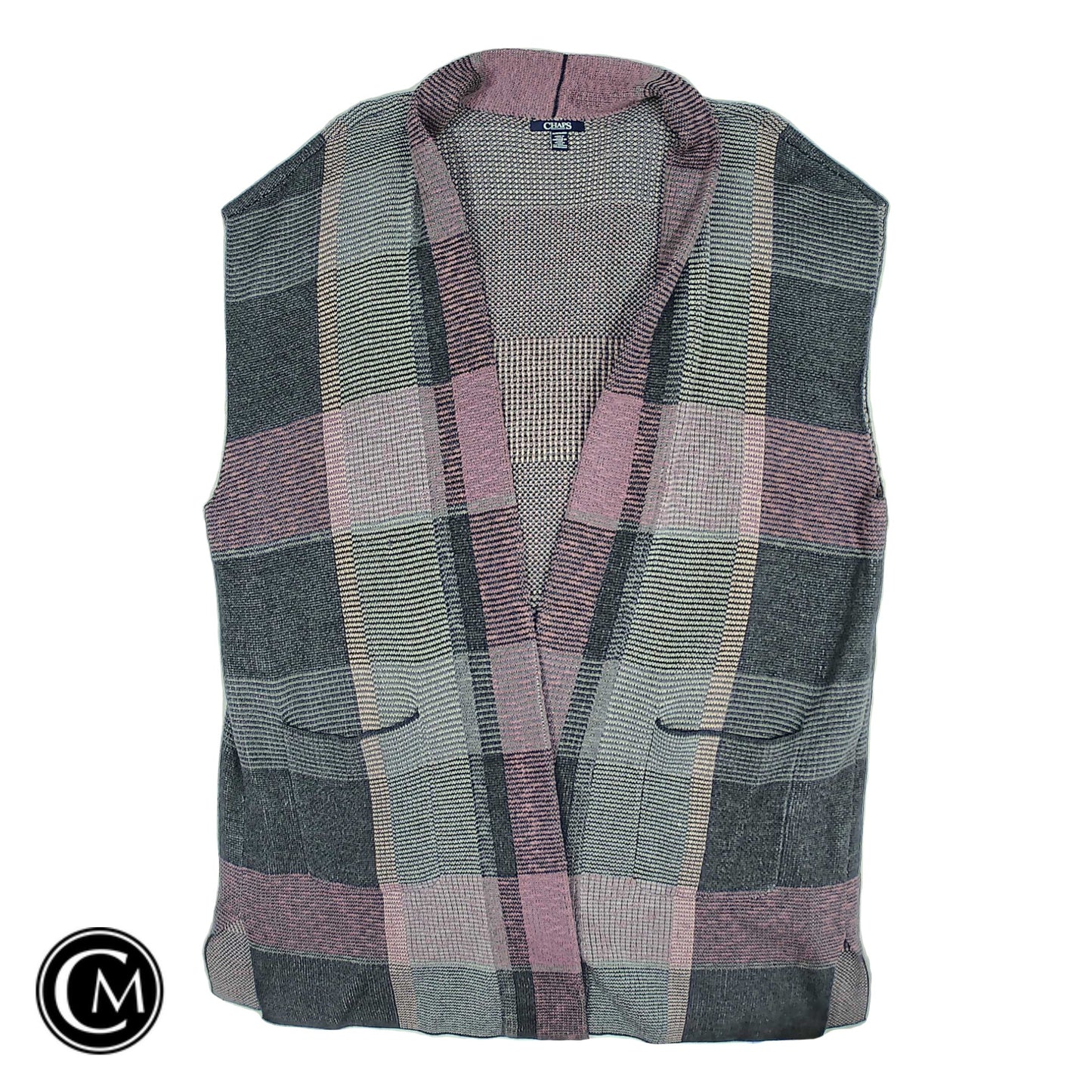 Sweater Cardigan By Chaps In Plaid Pattern, Size: 3x image 1
