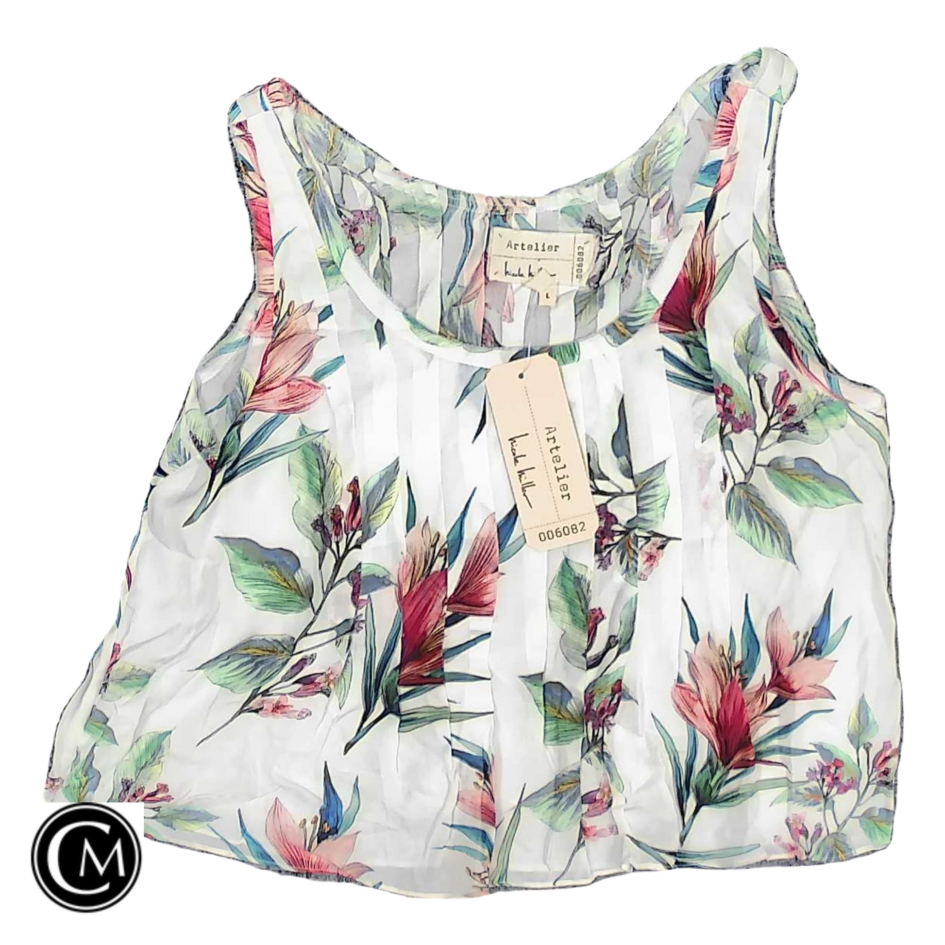 Top Sleeveless By Nicole Miller In White, Size: L image 1
