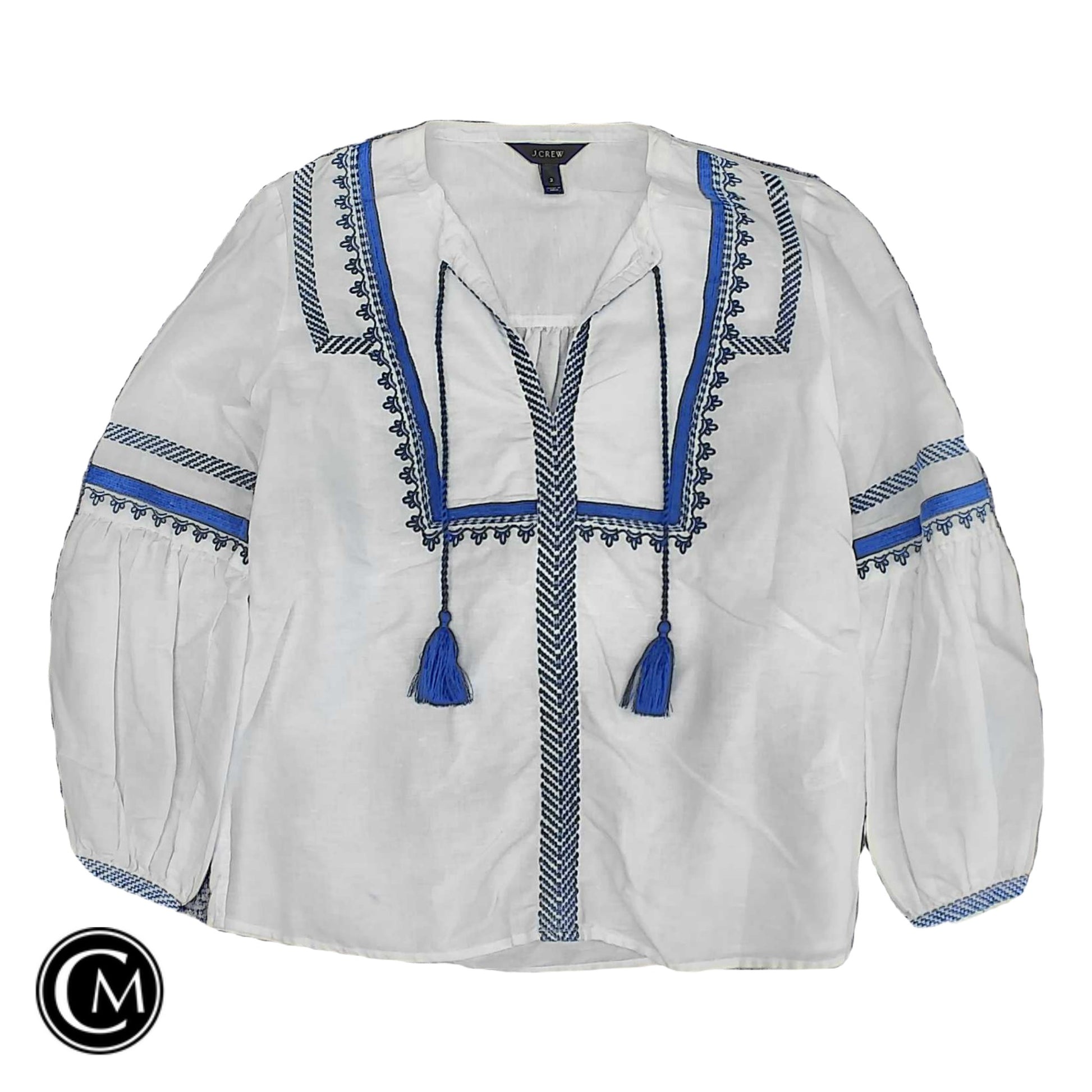 Top Ls By J. Crew In Blue & White, Size: 2 image 1