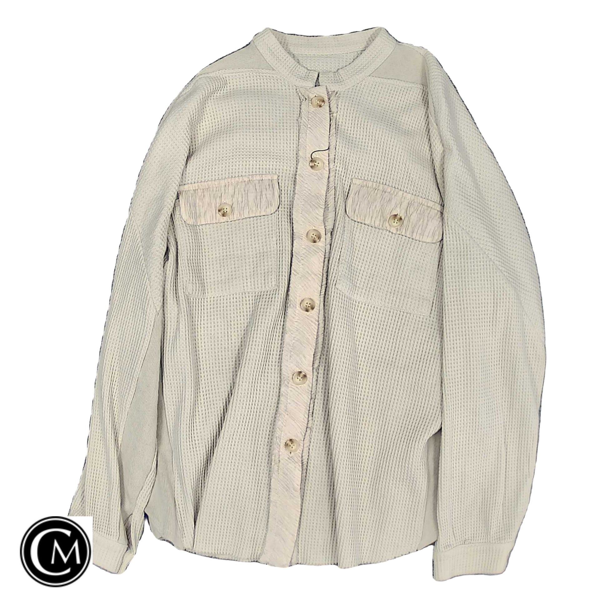 Jacket Shirt By Clothes Mentor In Beige, Size: Xl image 1