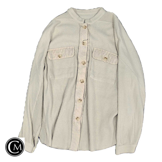 Jacket Shirt By Clothes Mentor In Beige, Size: Xl image 1