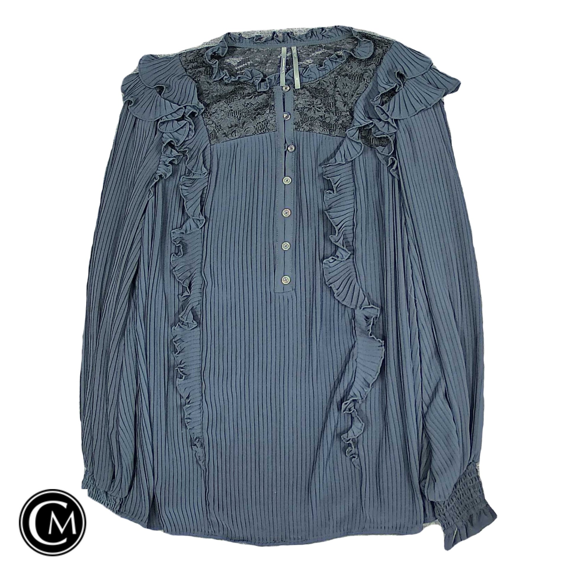 Blouse Ls By Anthropologie In Navy, Size: Xs image 1
