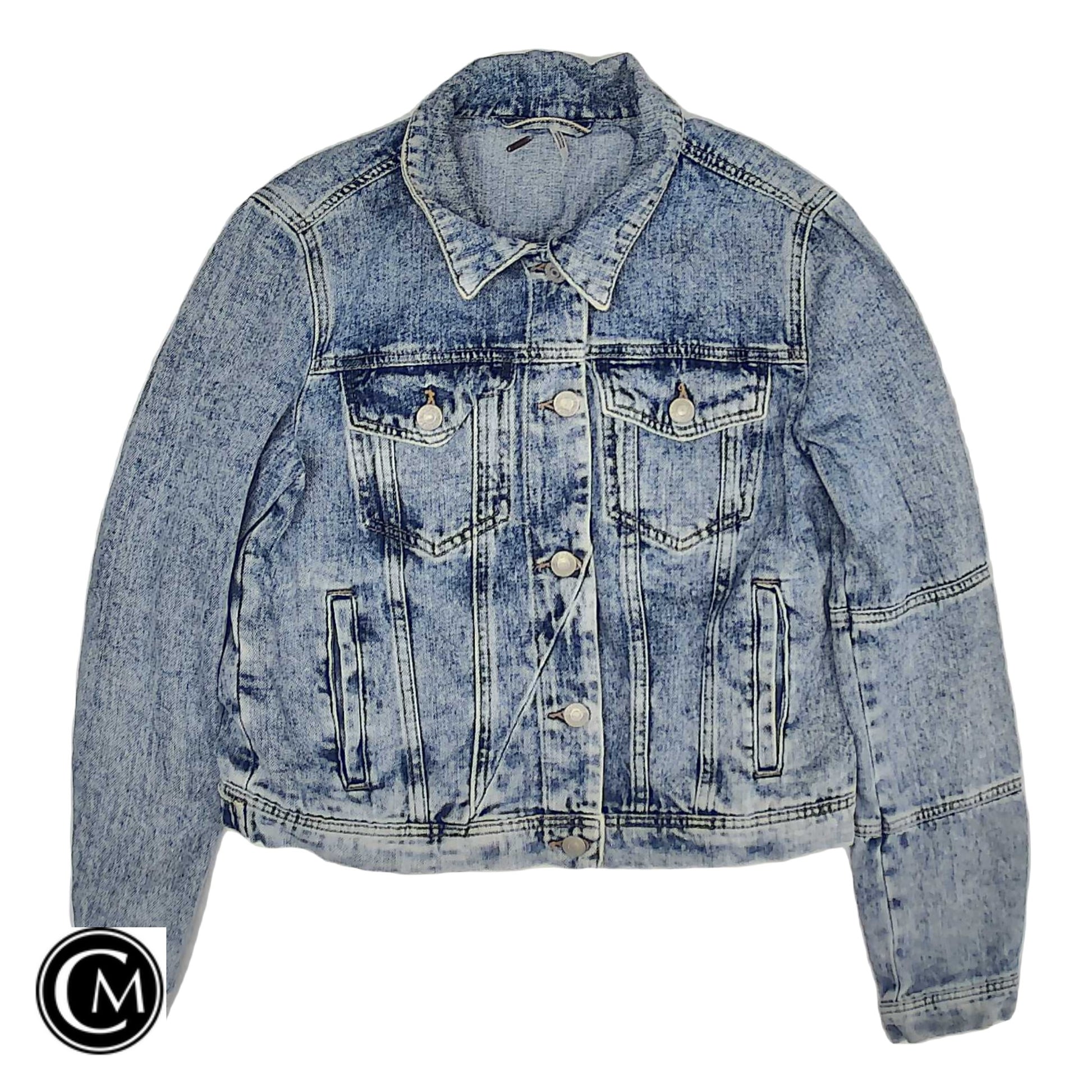 Jacket Denim By Free People In Blue Denim, Size: M image 1