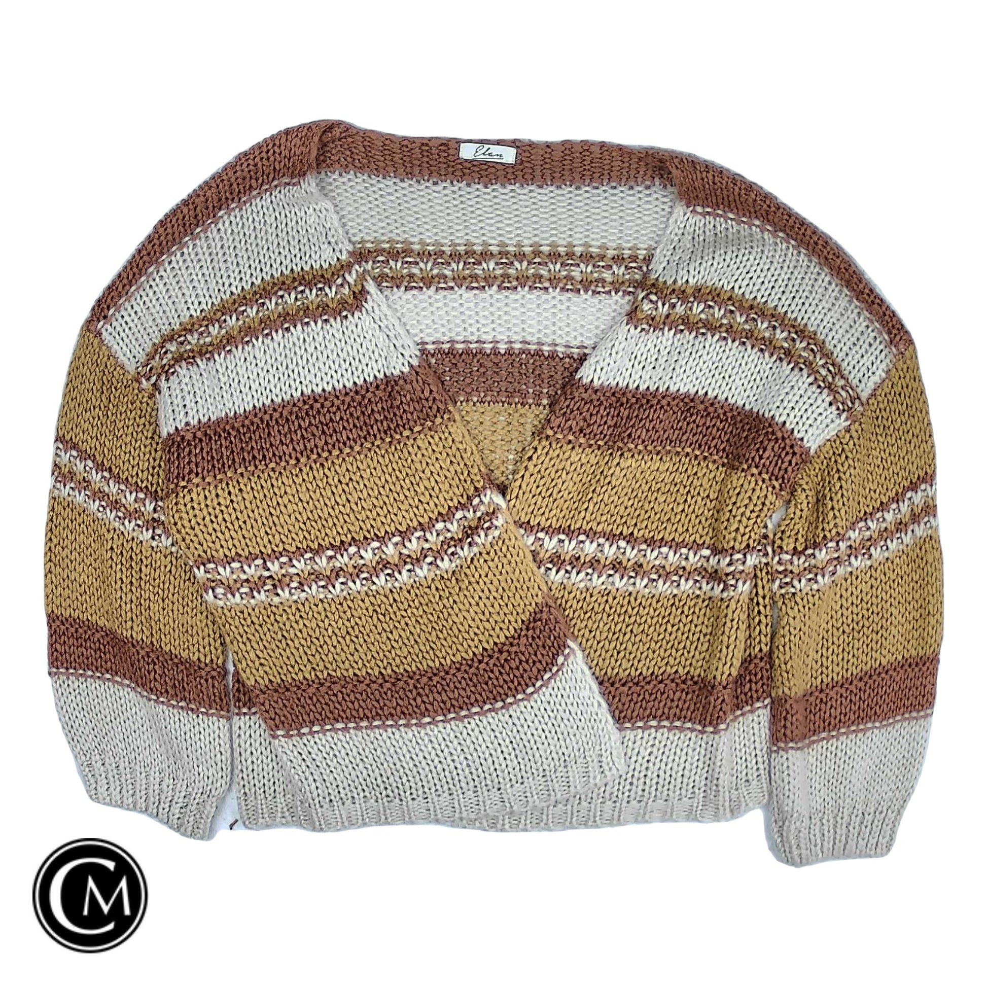 Sweater Cardigan By Elan In Brown, Size: M image 1