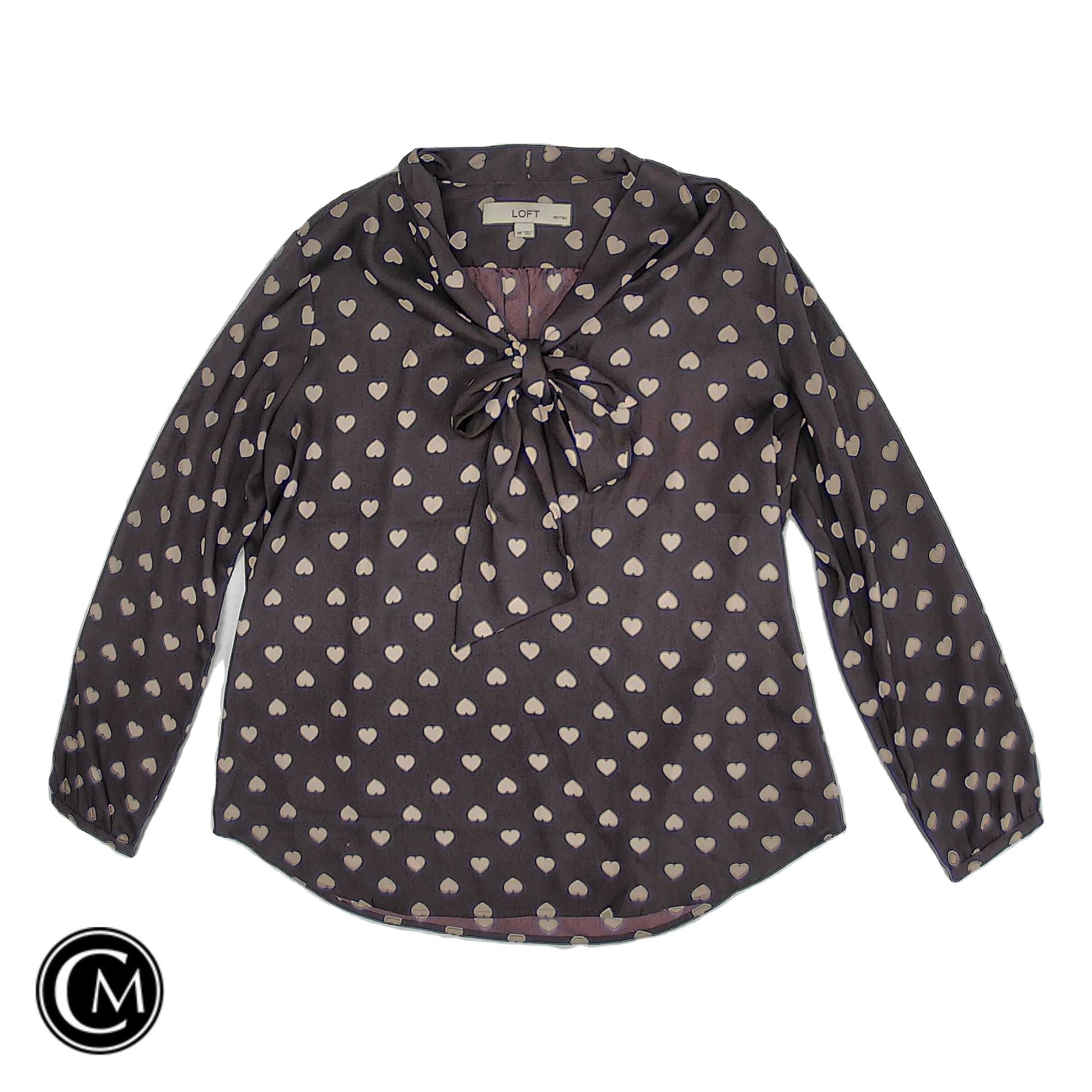 Blouse Ls By Loft In Purple & White, Size: Mp image 1