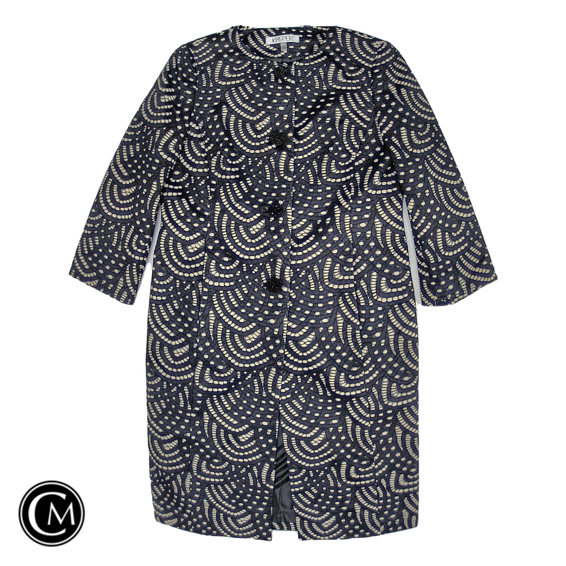 Coat Other By Kasper In Black & Cream, Size: 6 image 1