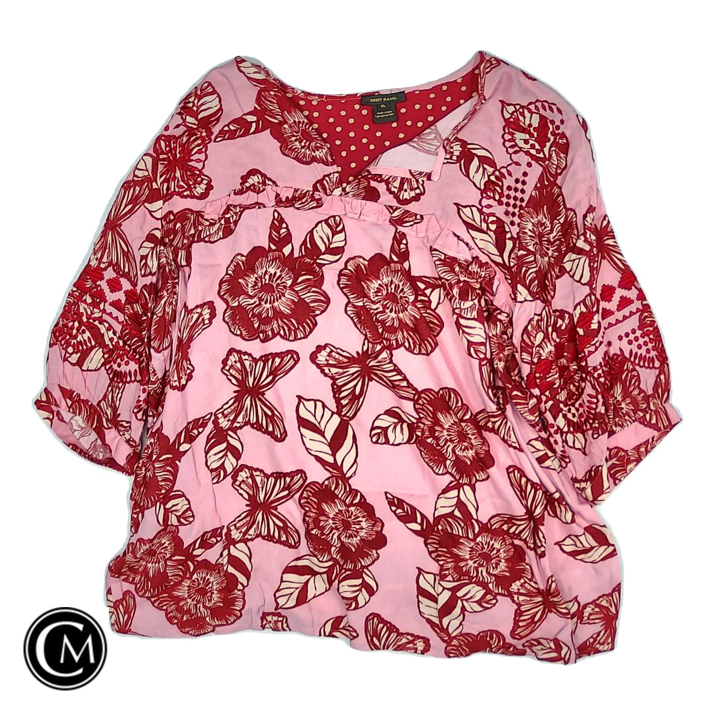 Top Ss By Anthropologie In Pink & Red, Size: Xl image 1