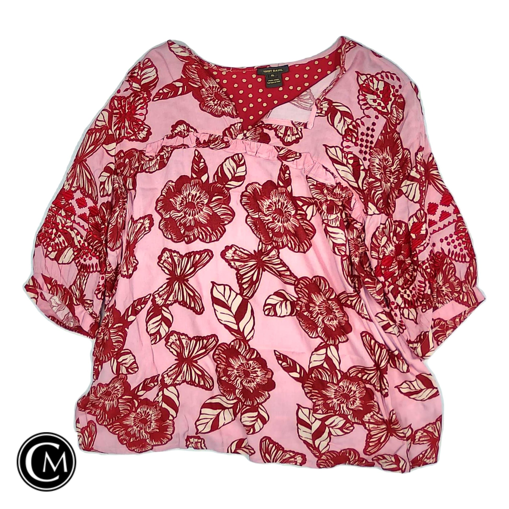 Top Ss By Anthropologie In Pink & Red, Size: Xl image 1