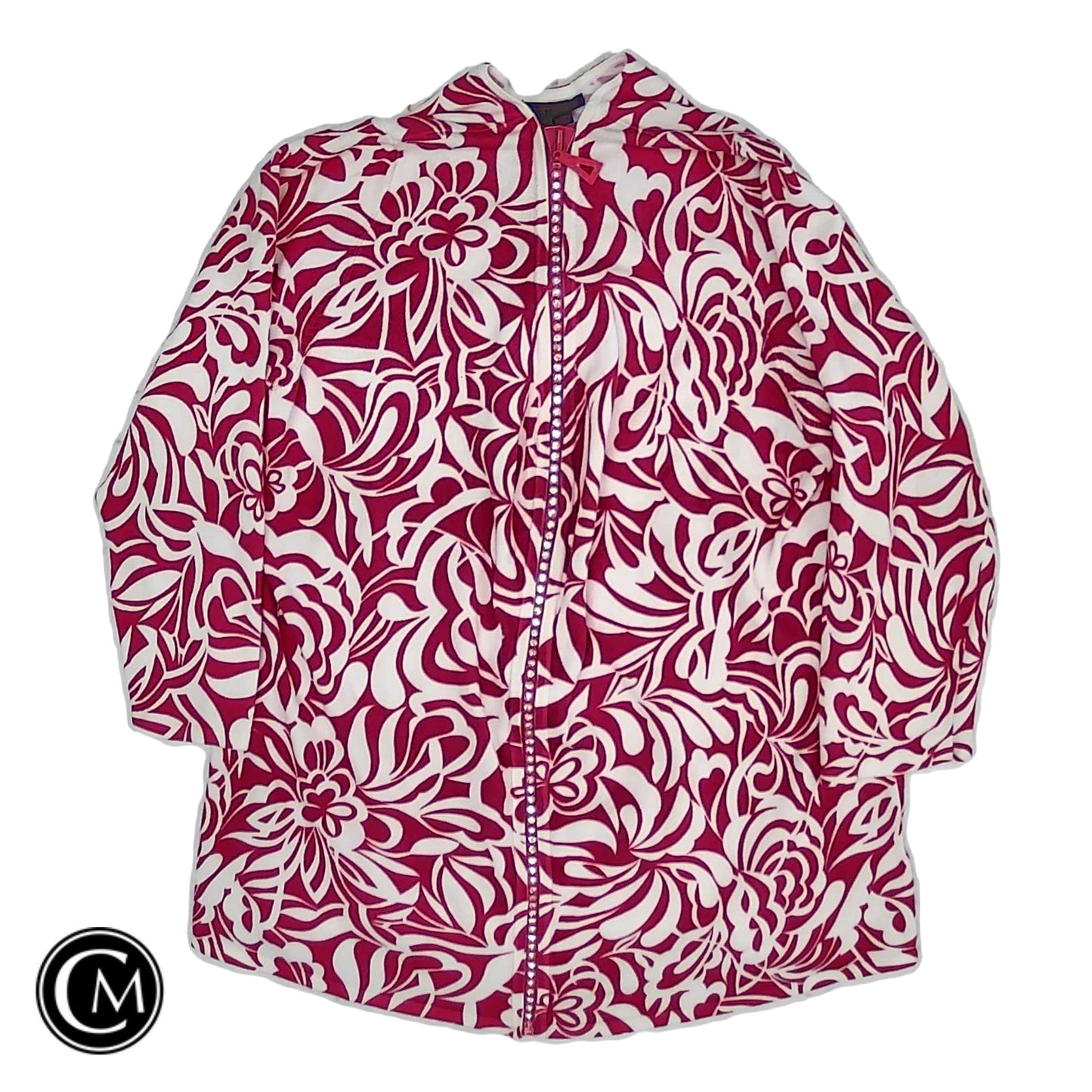 Sweater Cardigan By Clothes Mentor In Pink & White, Size: Xl image 1