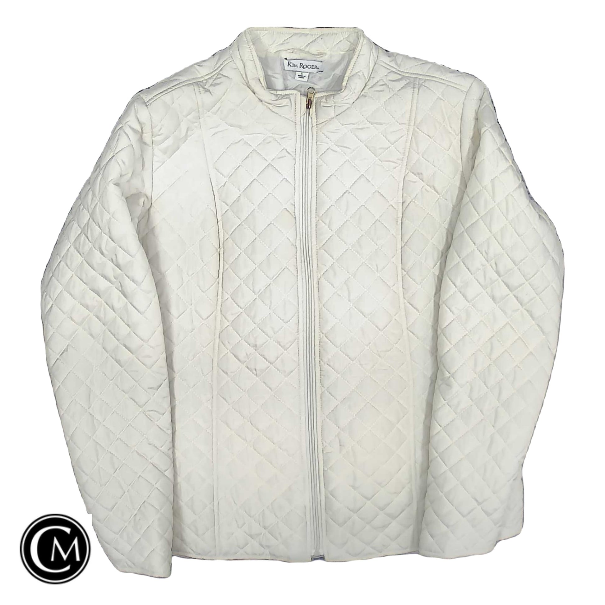 Jacket Puffer & Quilted By Kim Rogers In Ivory, Size: L image 1