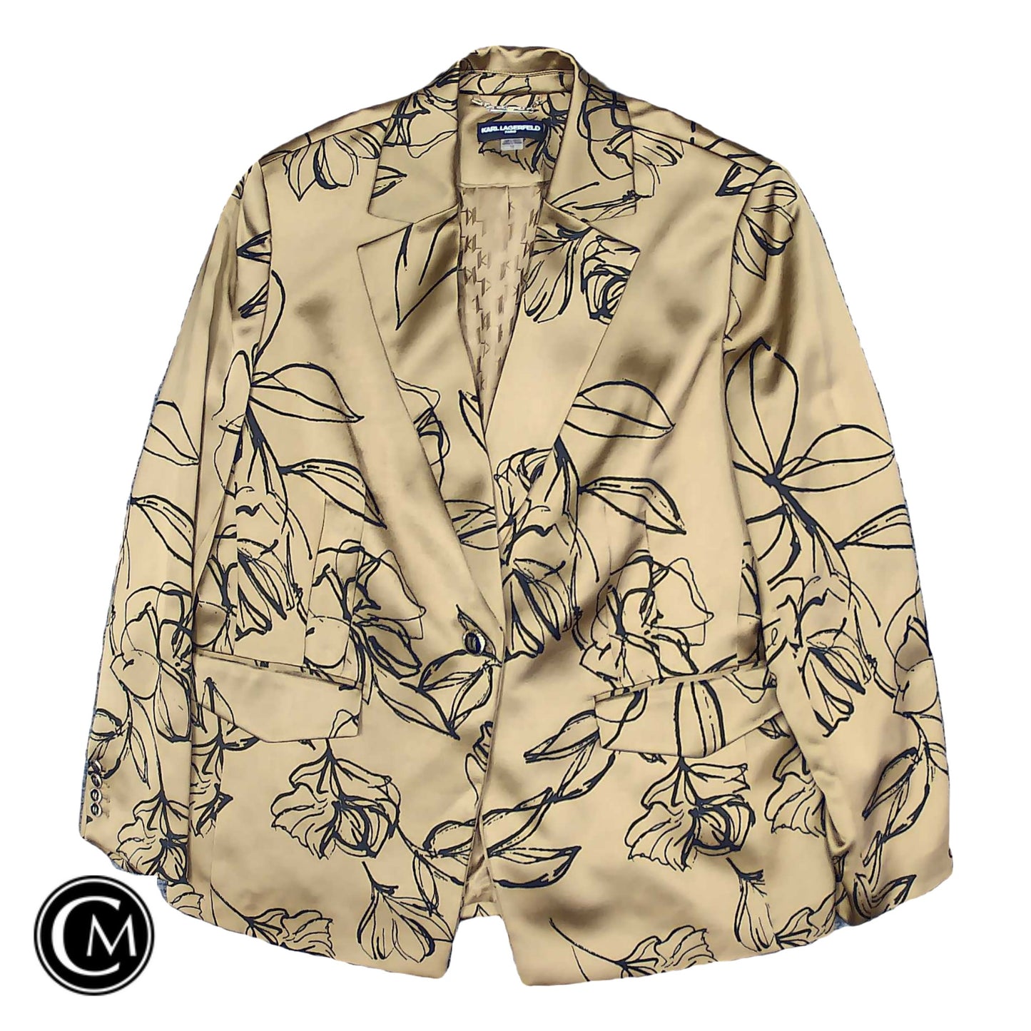 Blazer By Karl Lagerfeld In Black & Tan, Size: 16 image 1