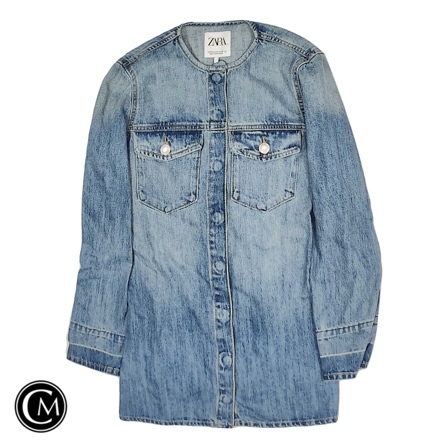 Jacket Denim By Zara In Blue Denim, Size: Xs image 1