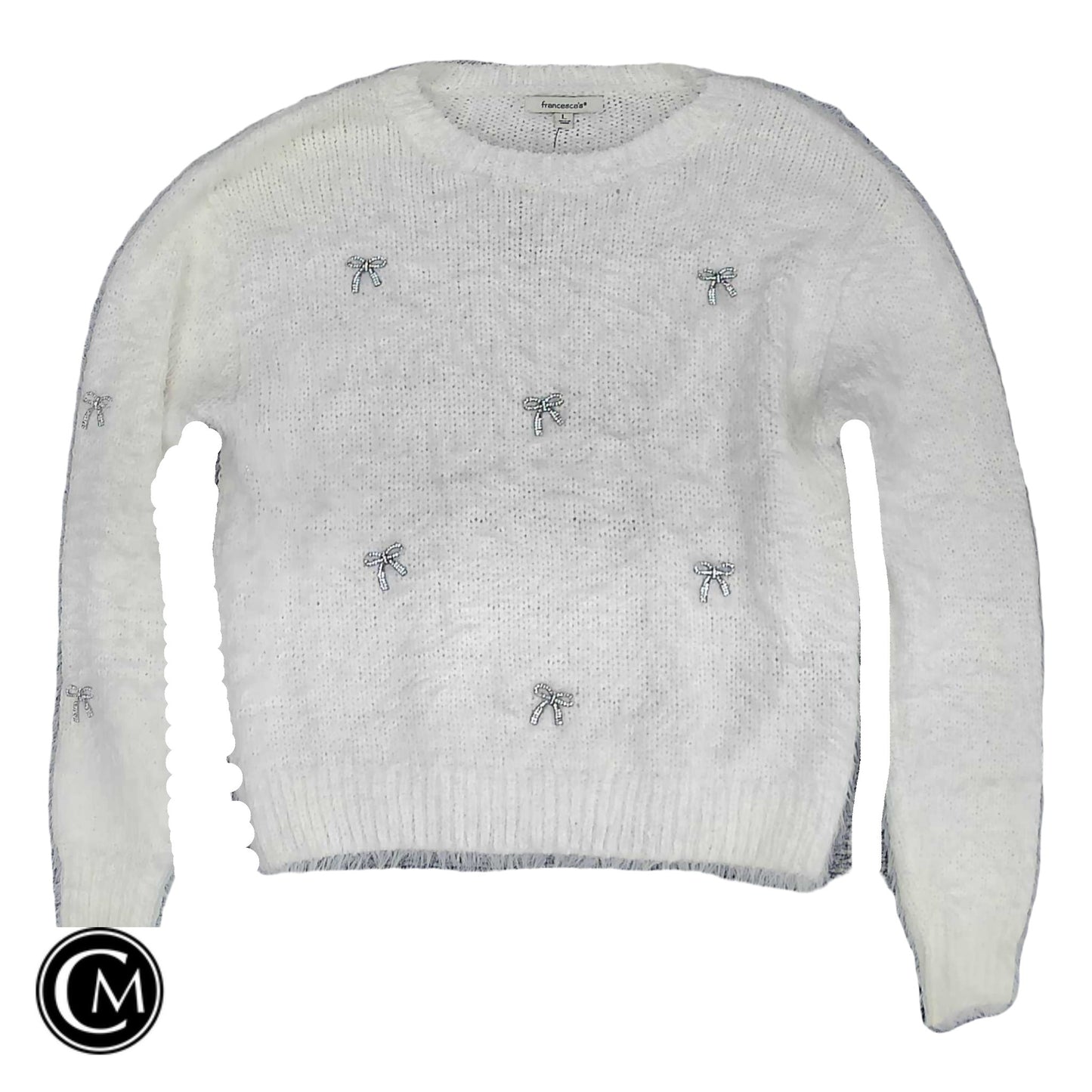 Sweater By Francesca’S In White, Size: L image 1