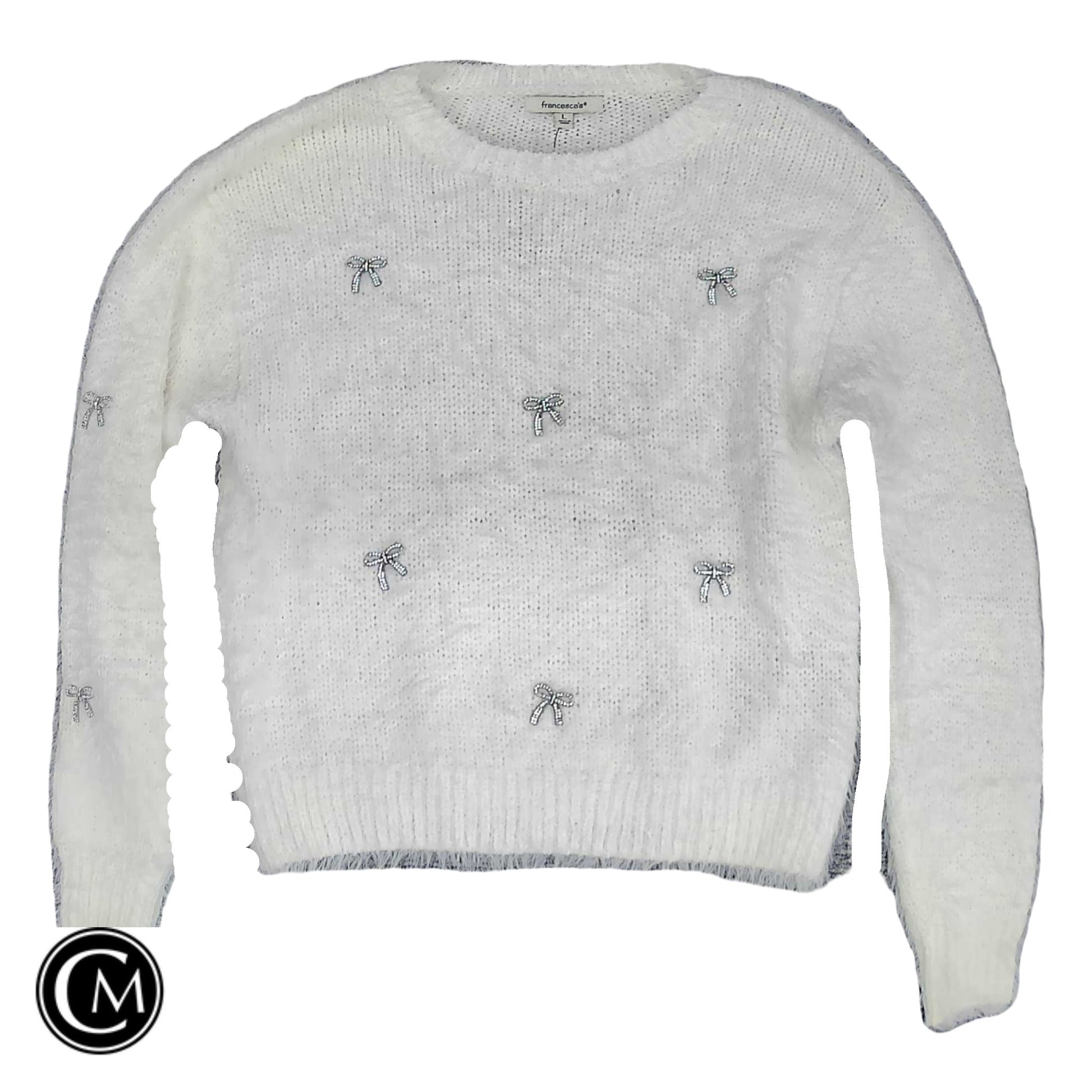 Sweater By Francesca’S In White, Size: L image 1