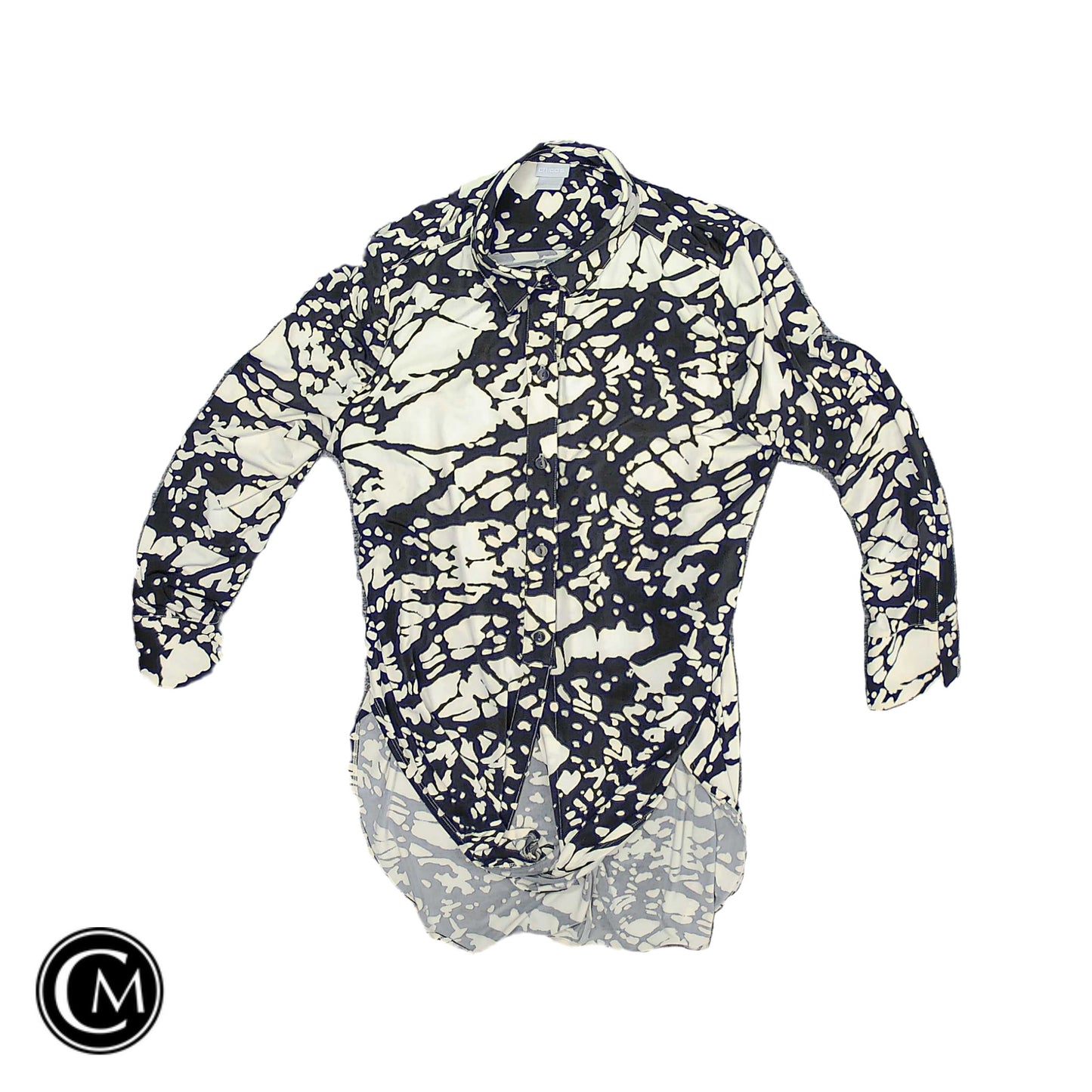Tunic Ls By Chicos In Black & Cream, Size: M image 1