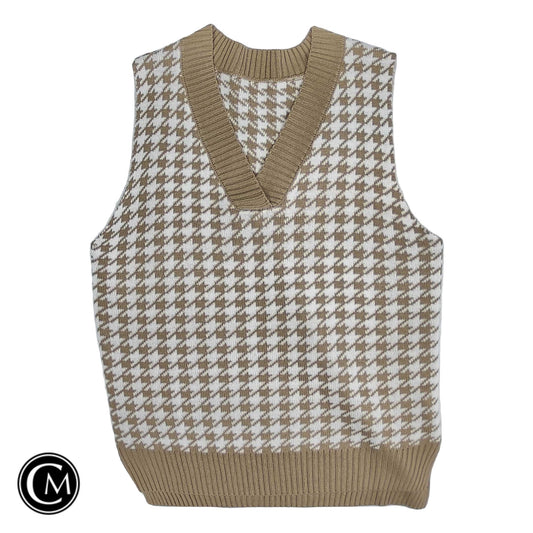 Vest Sweater By Cme In Tan & White, Size: Xl image 1