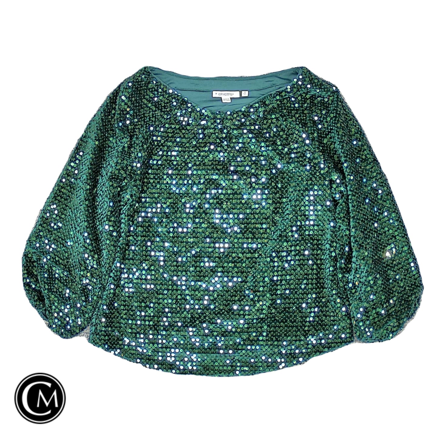 Top 3/4 Sleeve By Chicos In Green, Size: S image 1