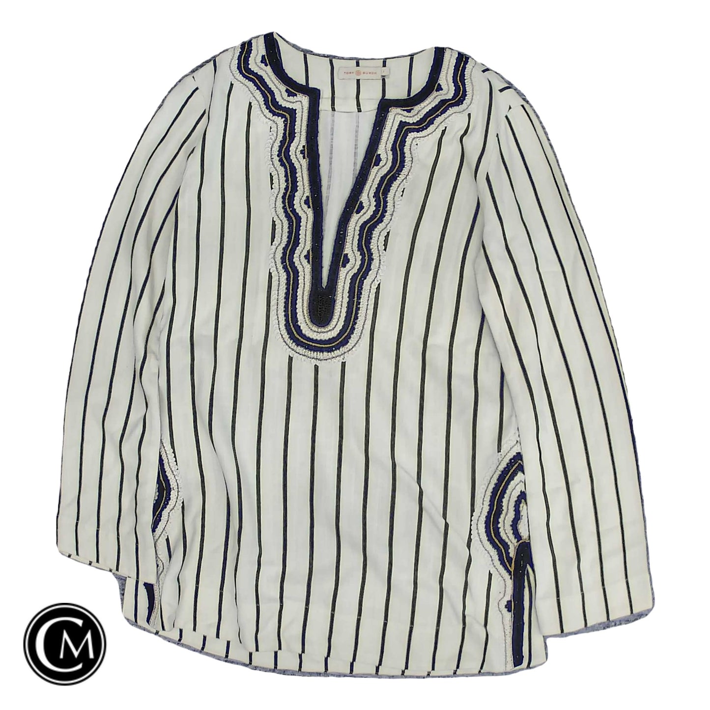Tunic Designer By Tory Burch In Black & Cream, Size: 4 image 1