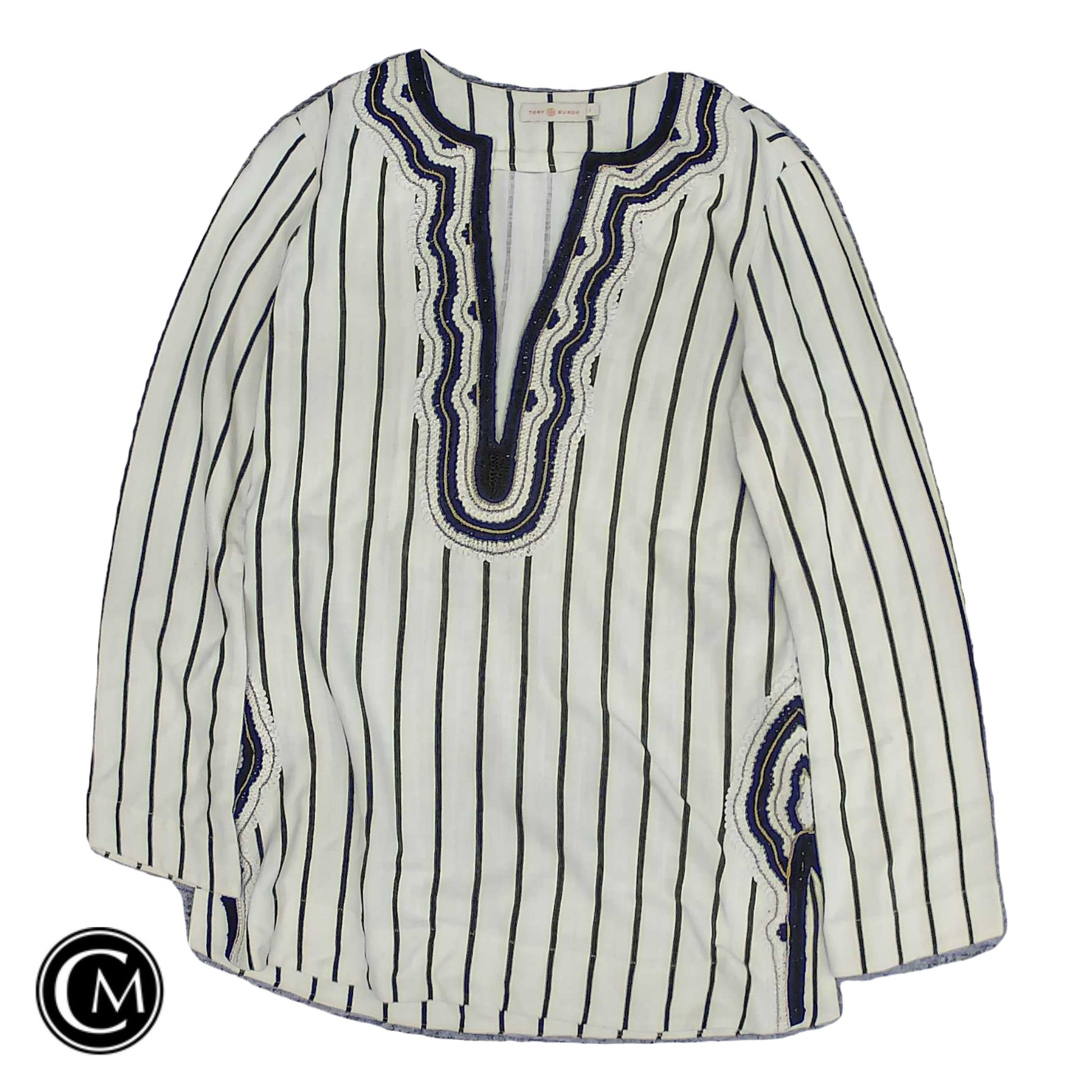 Tunic Designer By Tory Burch In Black & Cream, Size: 4 image 1