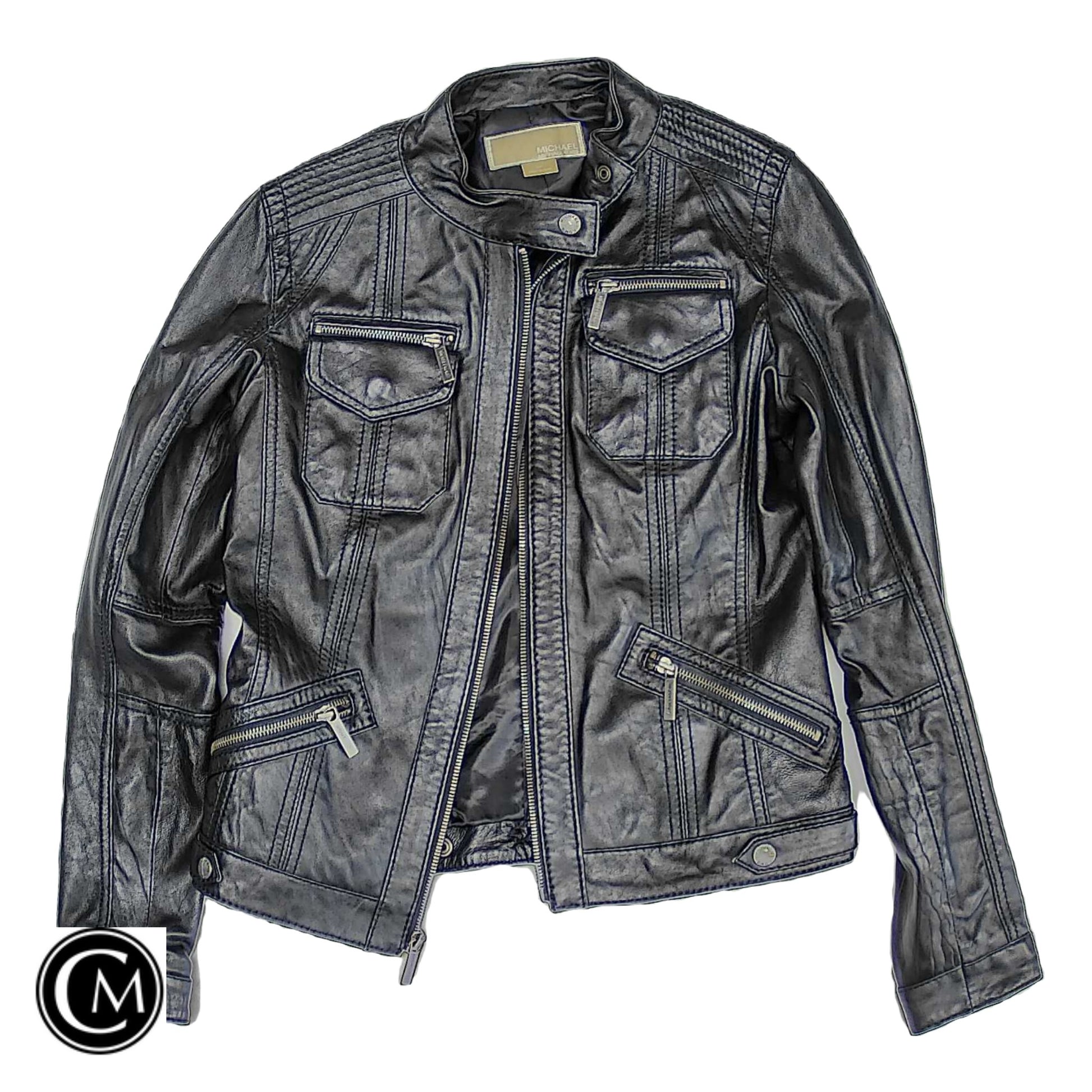 Jacket Moto Leather By Michael By Michael Kors In Black, Size: S image 1
