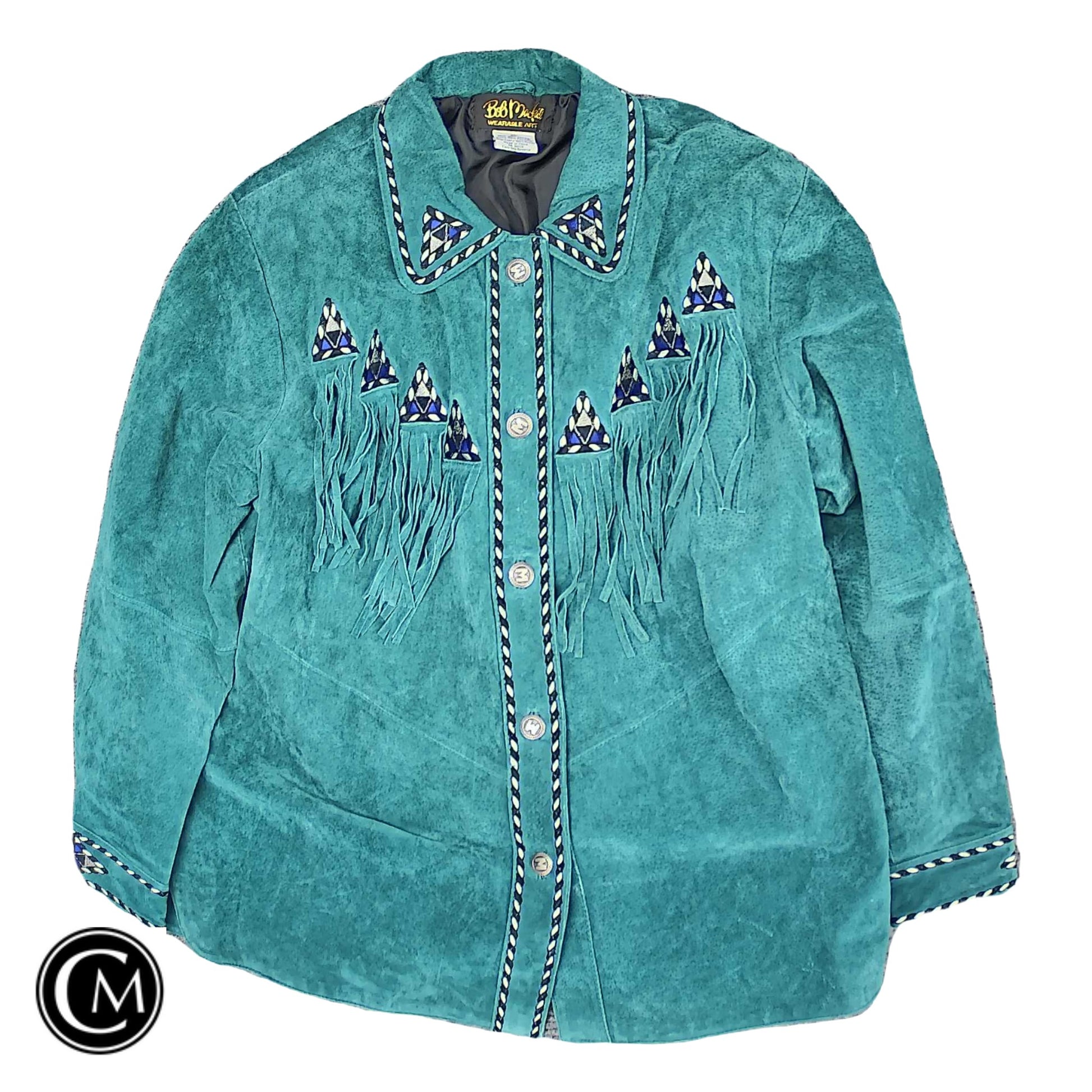Jacket Leather By Bob Mackie Qvc In Teal, Size: Xl image 1