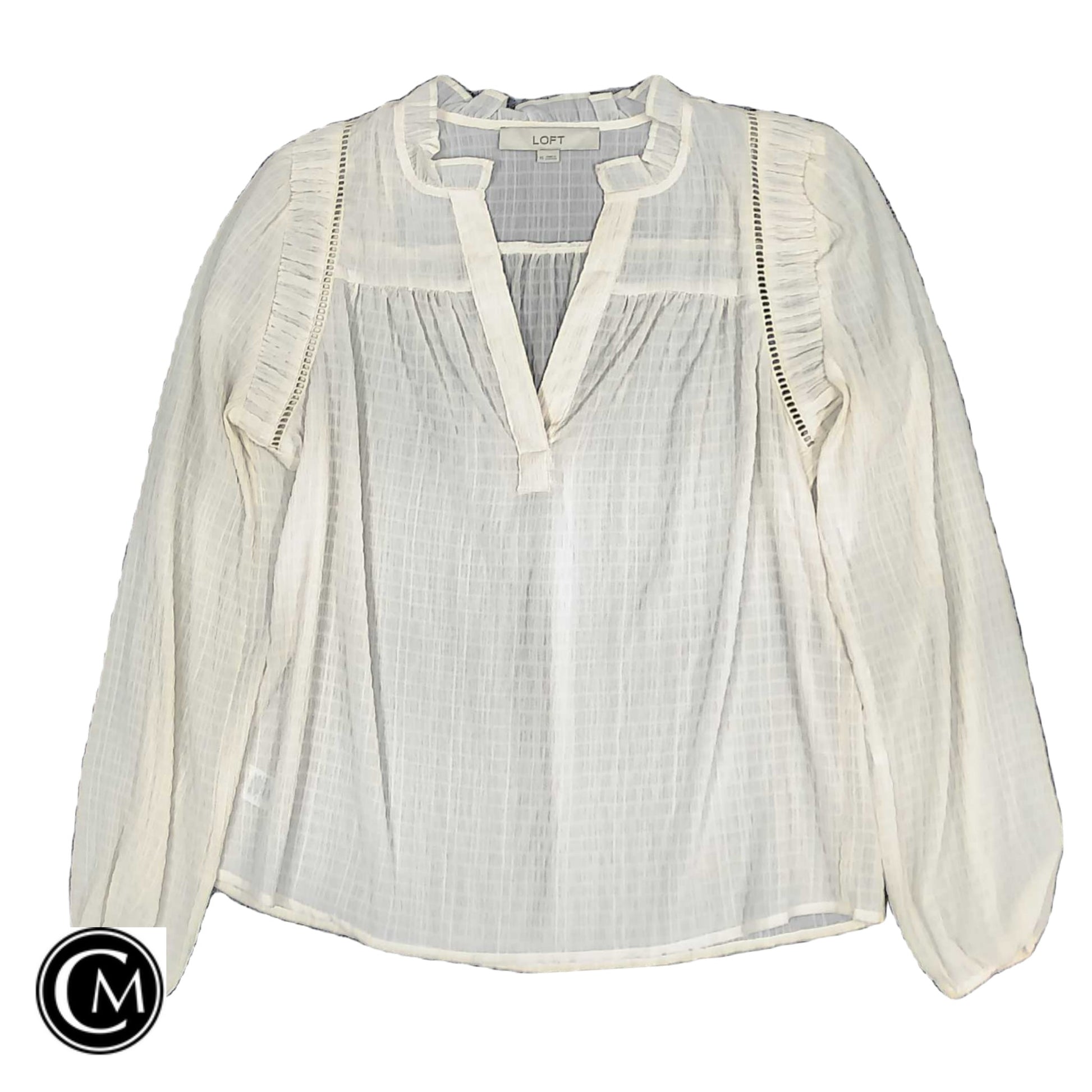 Blouse Ls By Loft In Cream, Size: Xs image 1