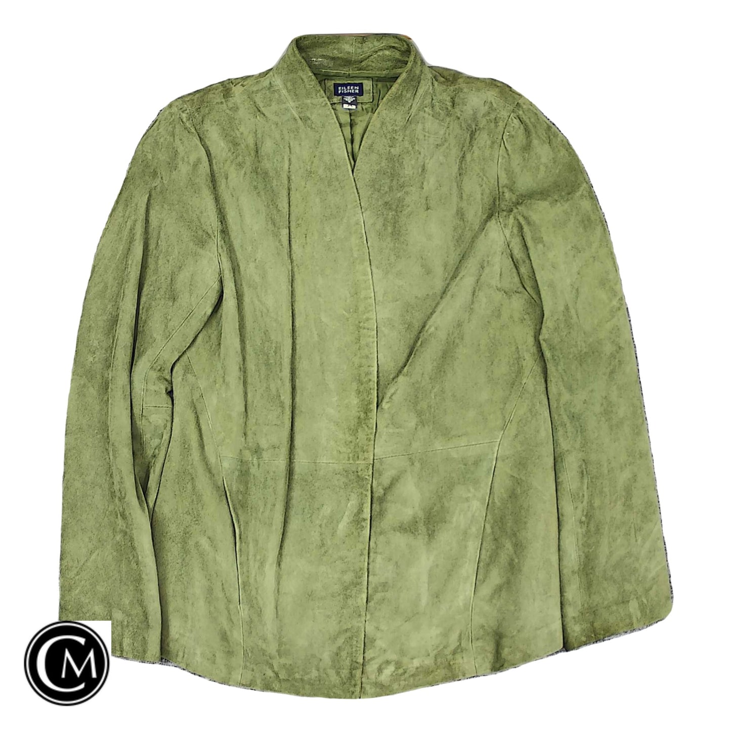 Jacket Leather By Eileen Fisher In Green, Size: S image 1