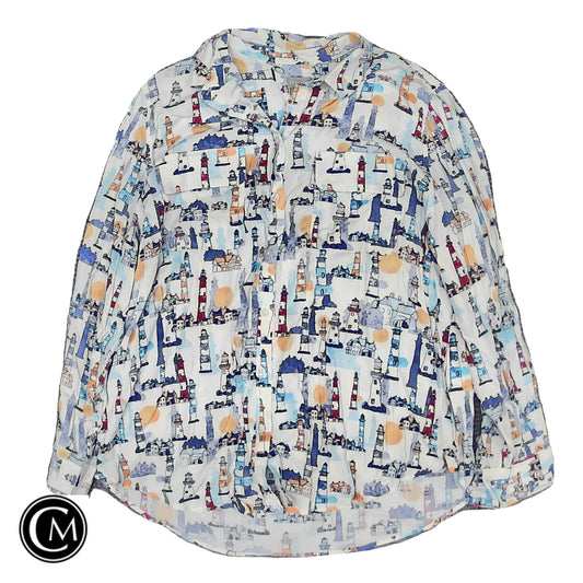 Top Ls By Chicos In Blue & White, Size: Xl image 1