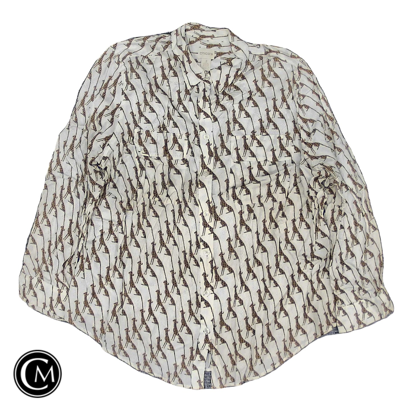 Top Ls By Chicos In Orange & White, Size: Xl image 1