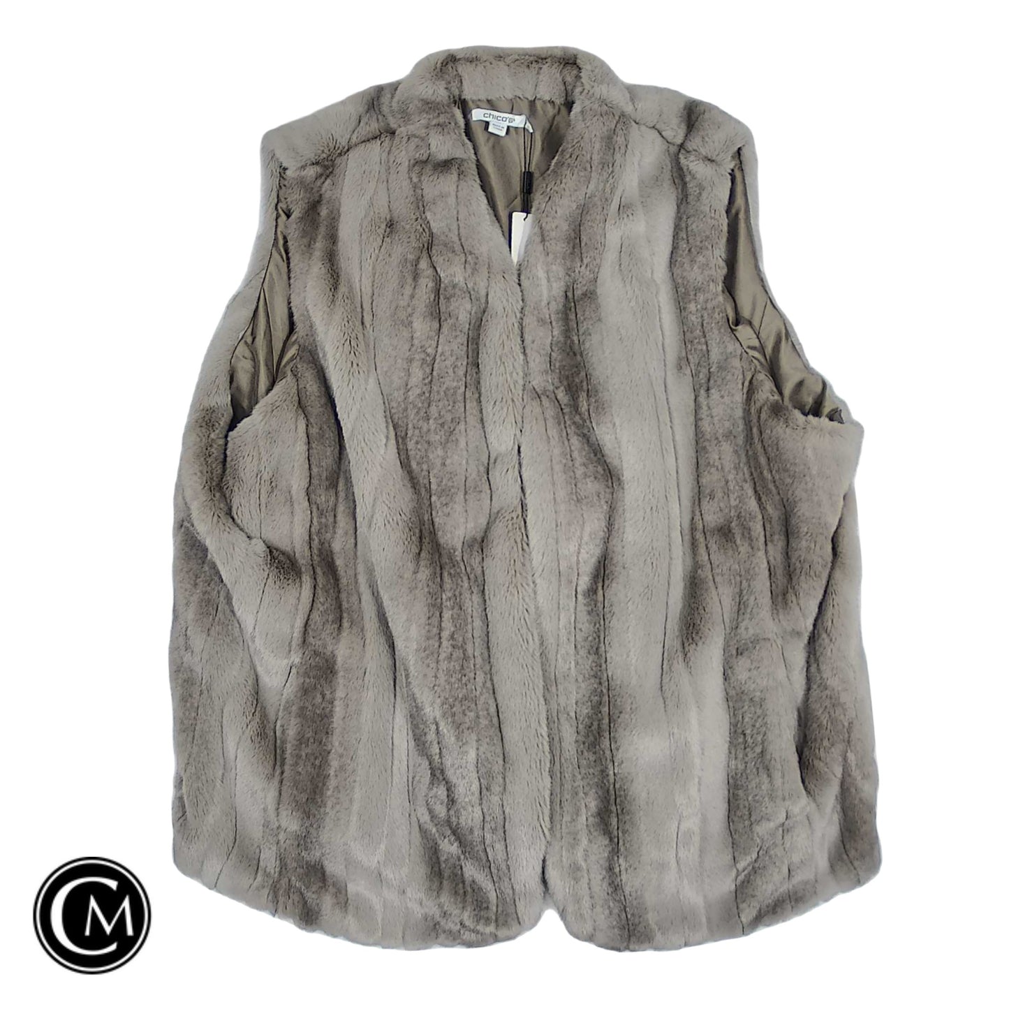 Vest Faux Fur & Sherpa By Chicos In Grey, Size: Xxl image 1