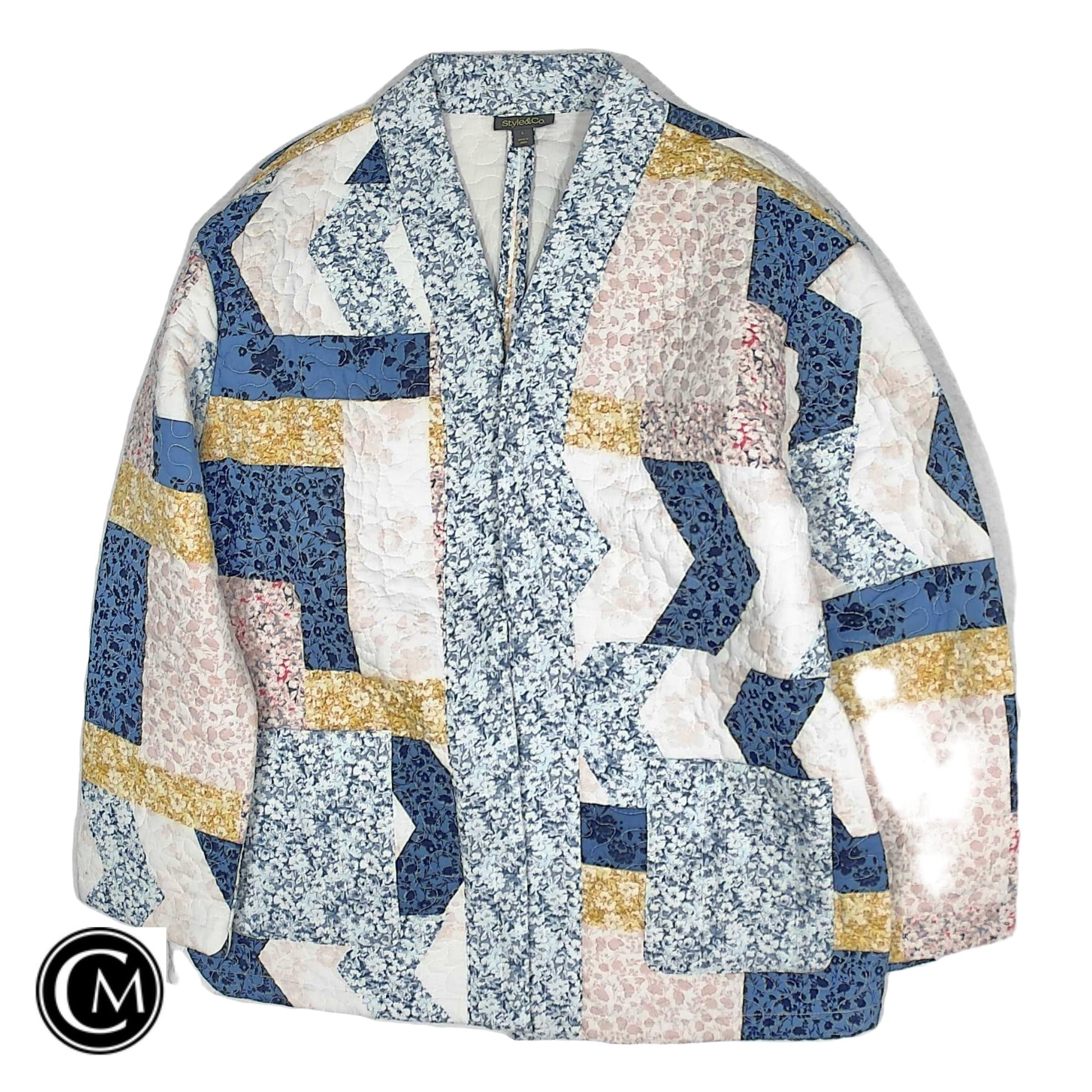 Jacket Other By Style And Company In Blue & White, Size: L image 1