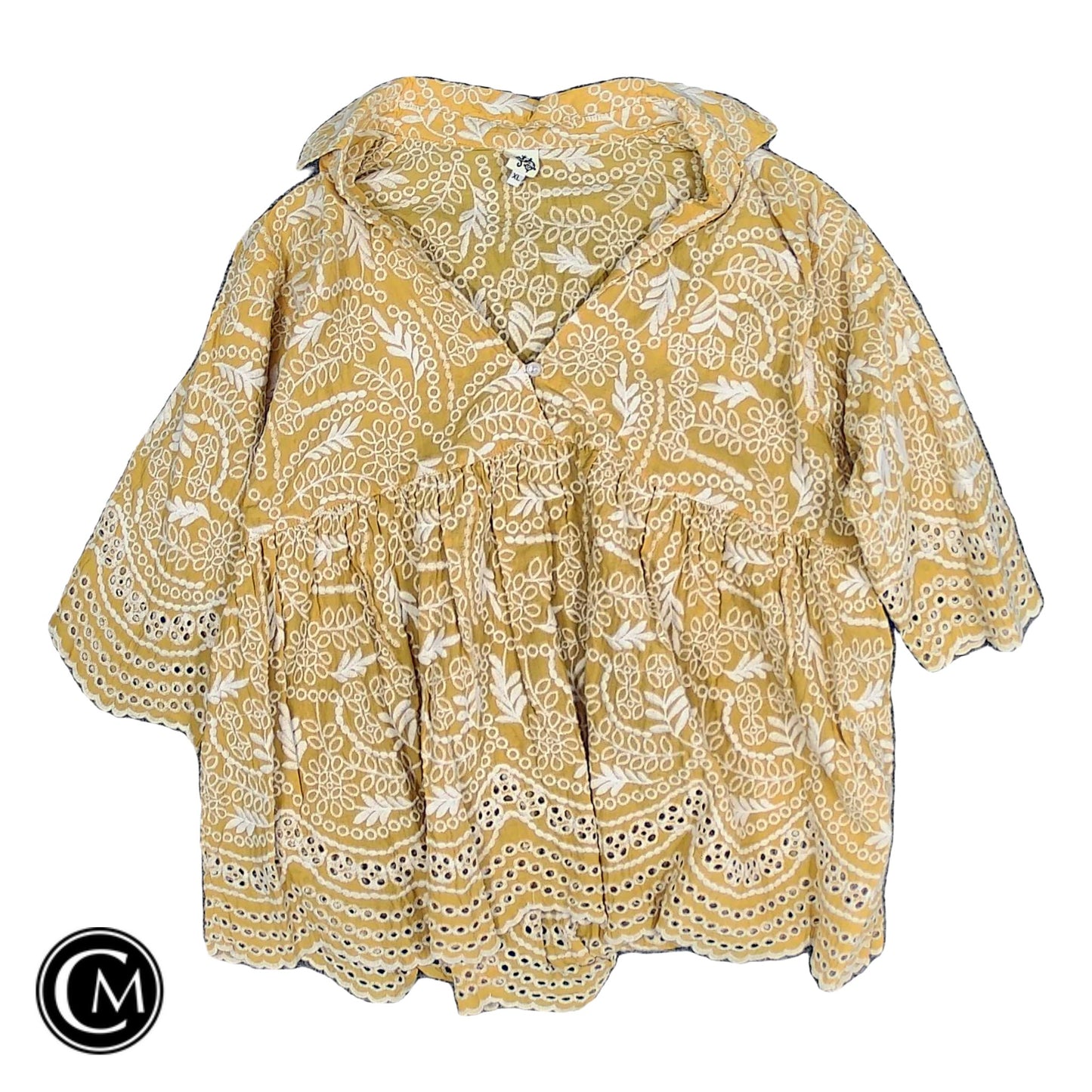 Top Ss By Ivy Jane In White & Yellow, Size: Xl image 1