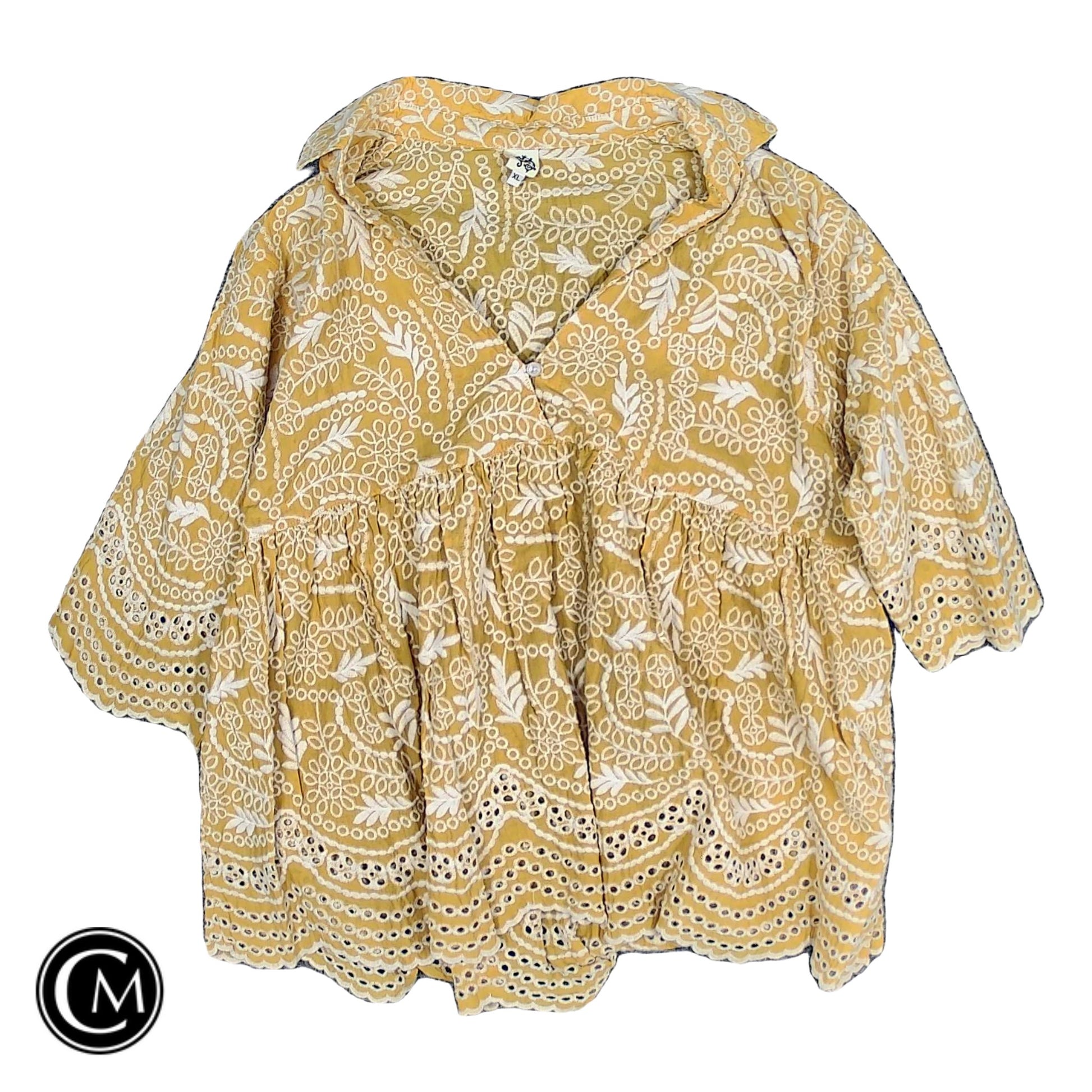 Top Ss By Ivy Jane In White & Yellow, Size: Xl image 1