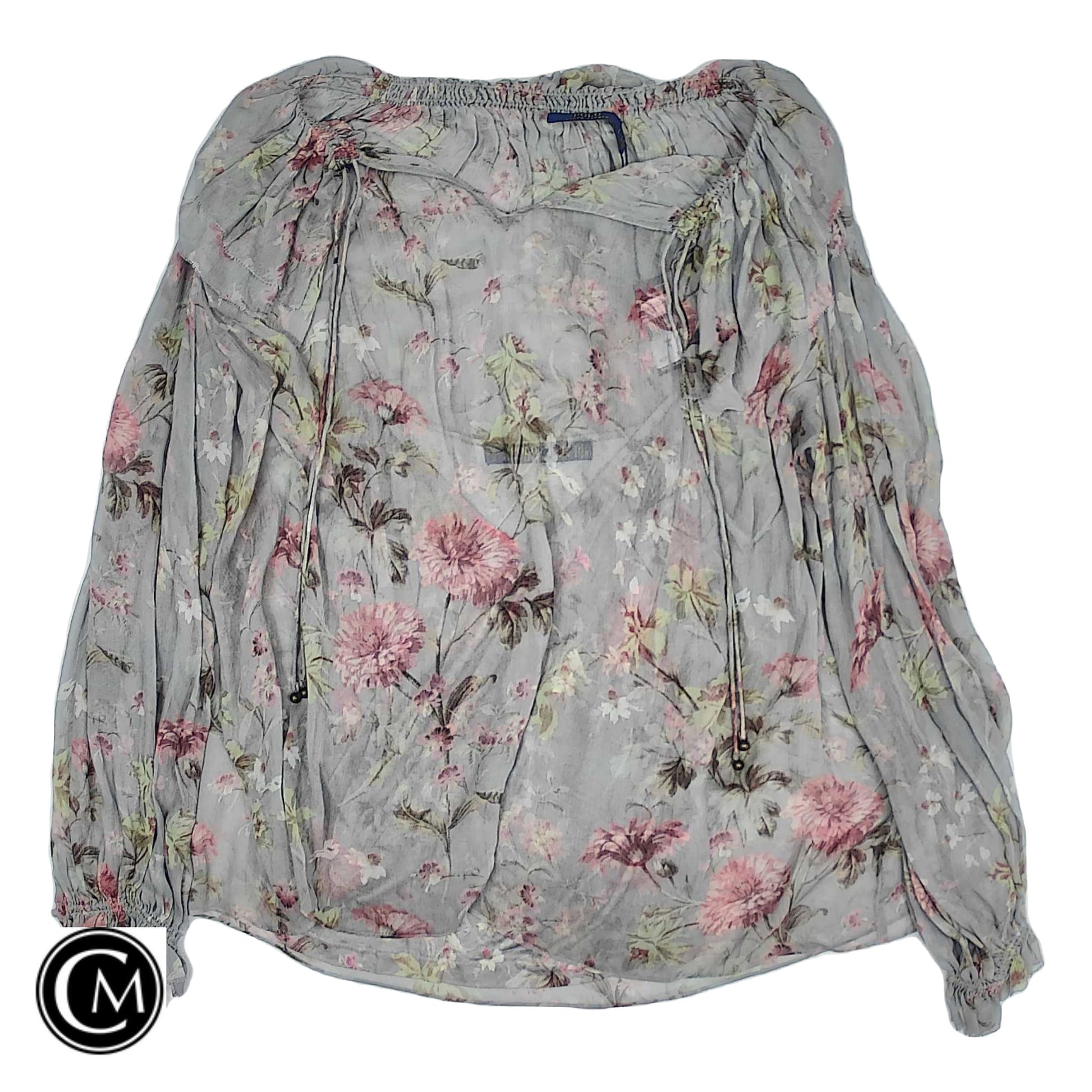 Blouse Ls By Polo Ralph Lauren In Grey & Pink, Size: L image 1