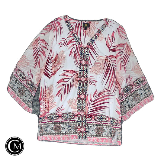 Tunic 3/4 Sleeve By Jm Collections In Pink & White, Size: M image 1