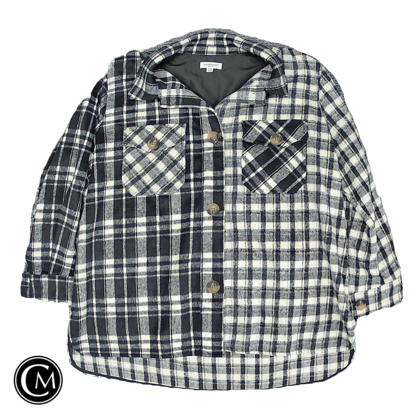 Jacket Shirt By West Bound In Black & White, Size: Xlp image 1