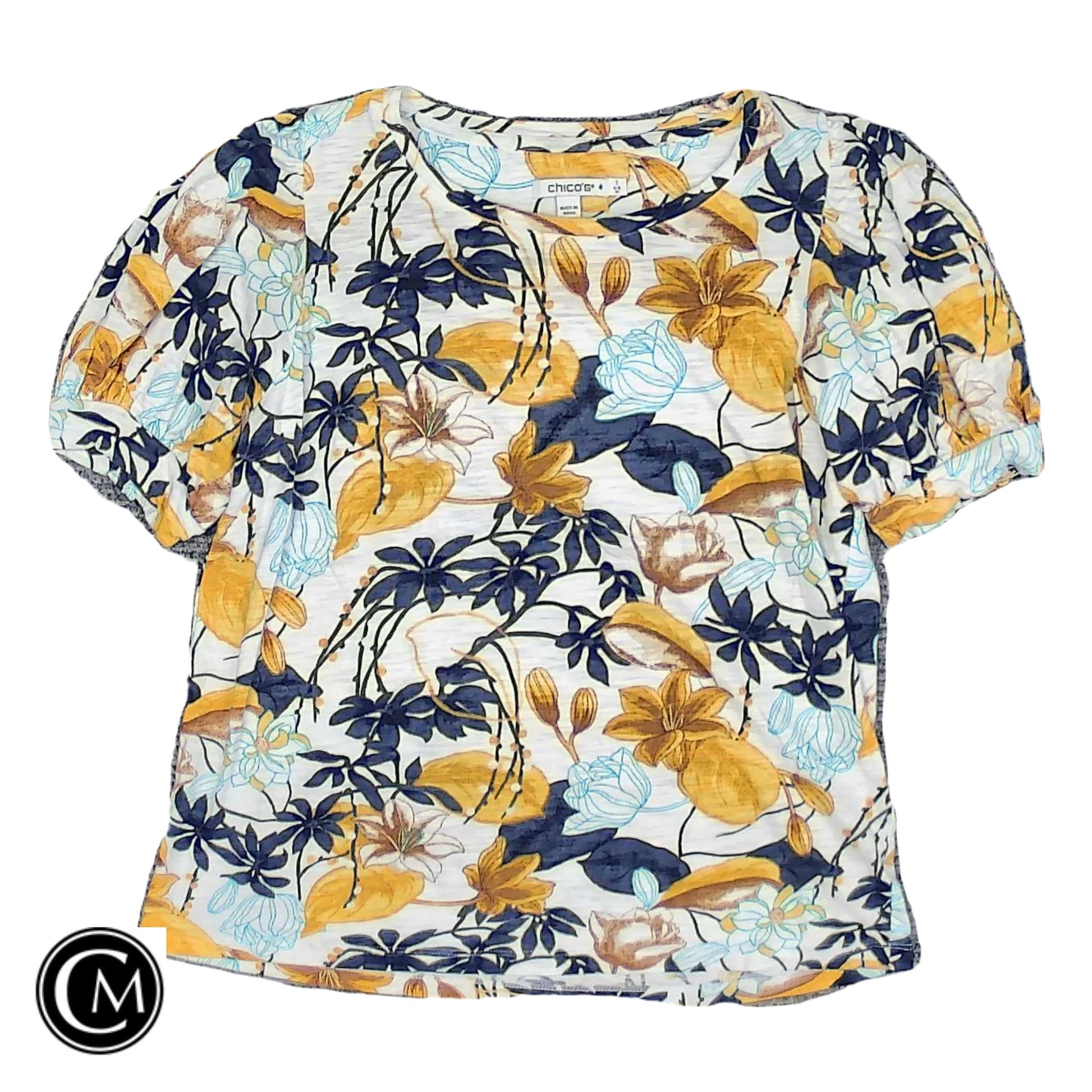 Top Ss Basic By Chicos In Floral Print, Size: M image 1