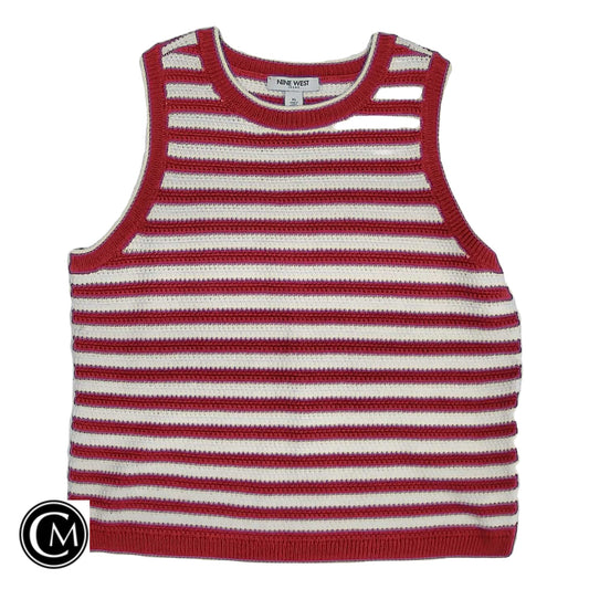 Vest Sweater By Nine West In Red & White, Size: Xl image 1