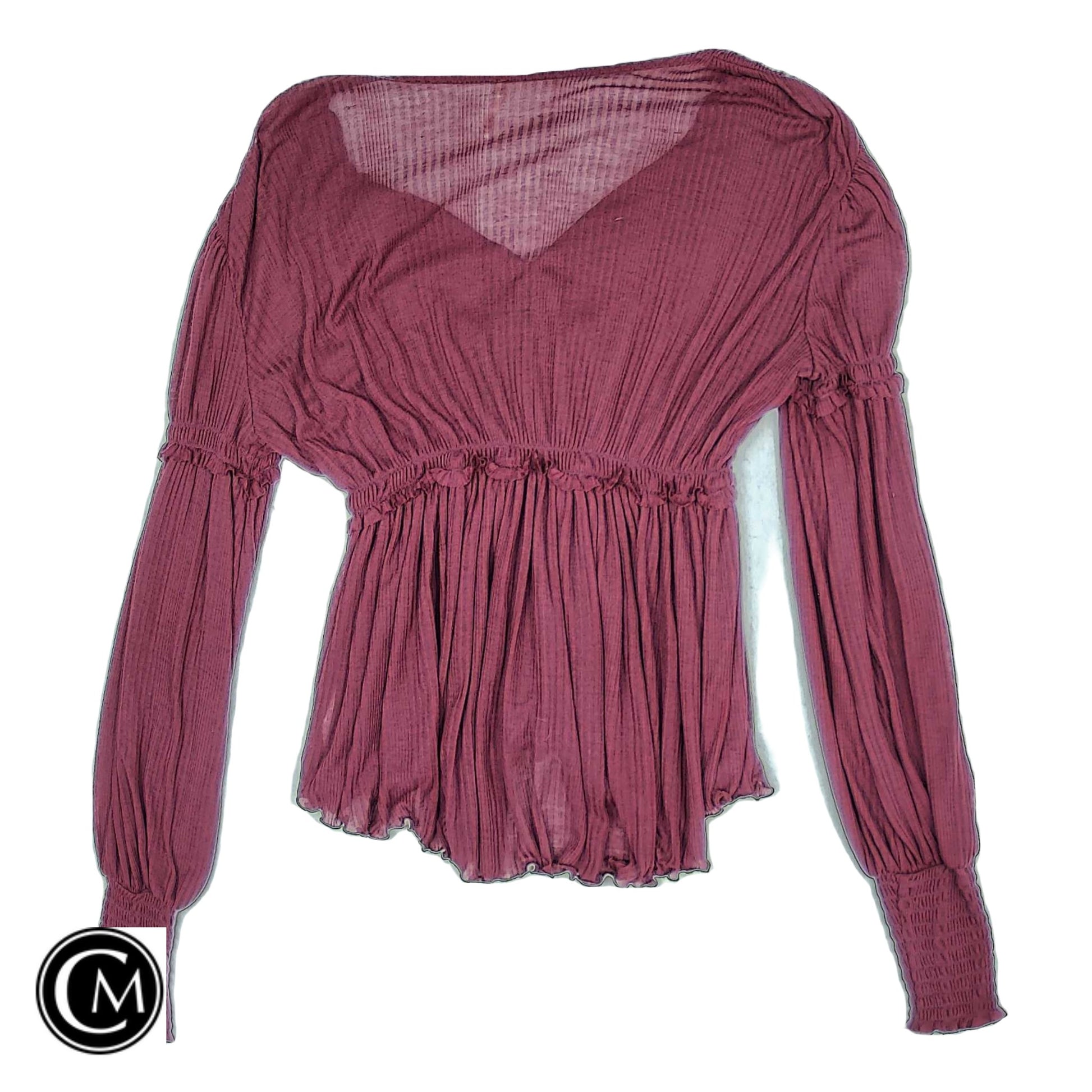 Blouse Ls By Free People In Maroon, Size: S image 2