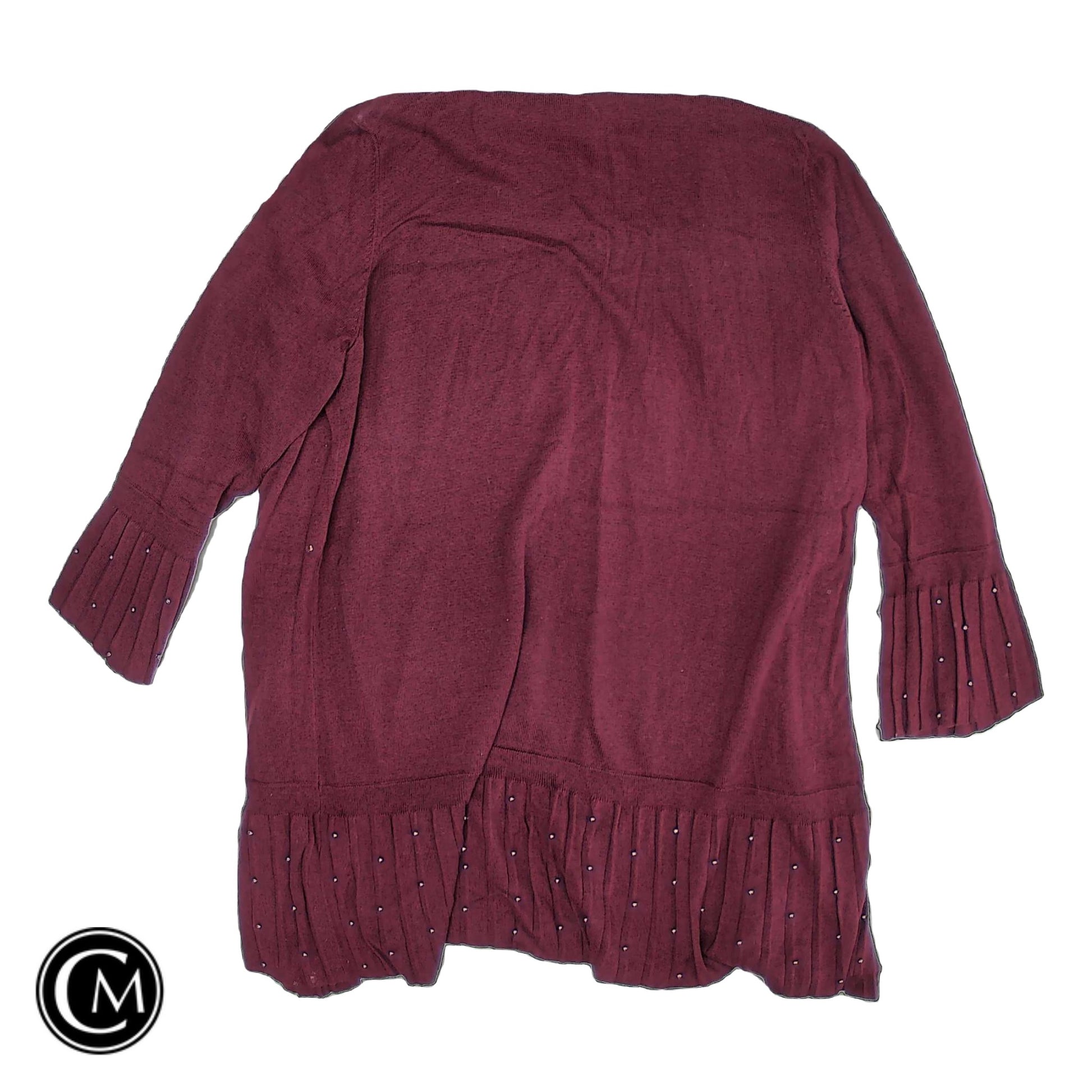 Sweater Cardigan By Chicos In Maroon, Size: Xl image 2