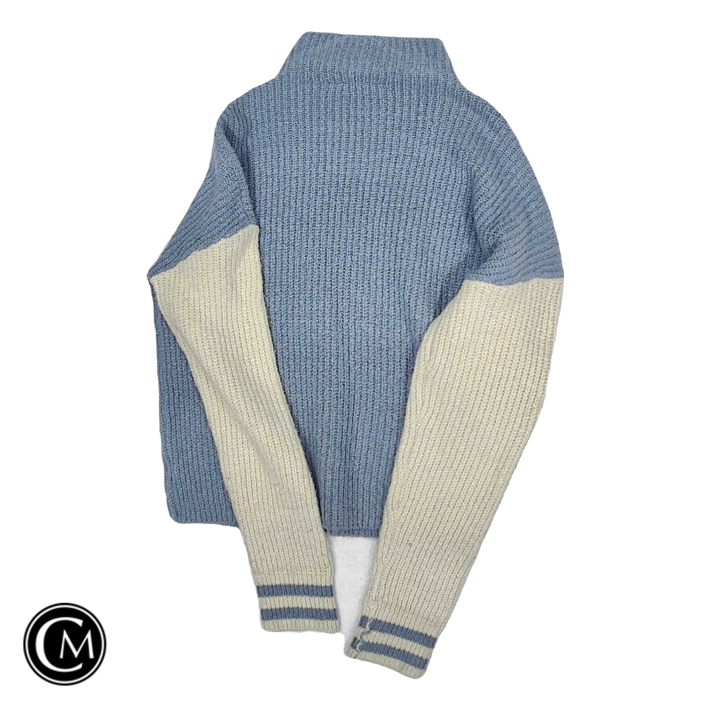Sweater By Rd Style In Blue & Cream, Size: M image 2